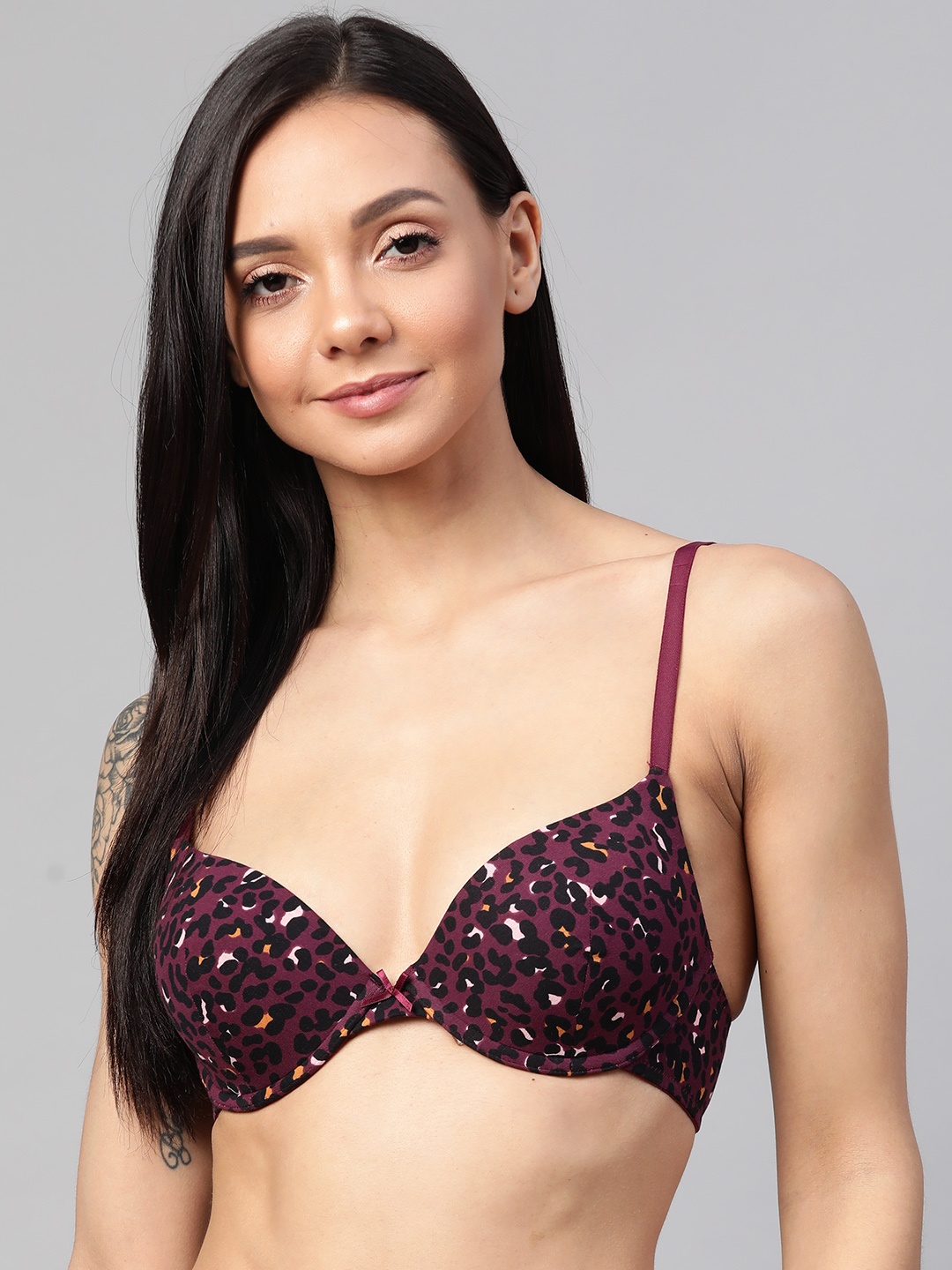 

Marks & Spencer Purple & Black Animal Print Underwired Lightly Padded T-shirt Bra T330375X