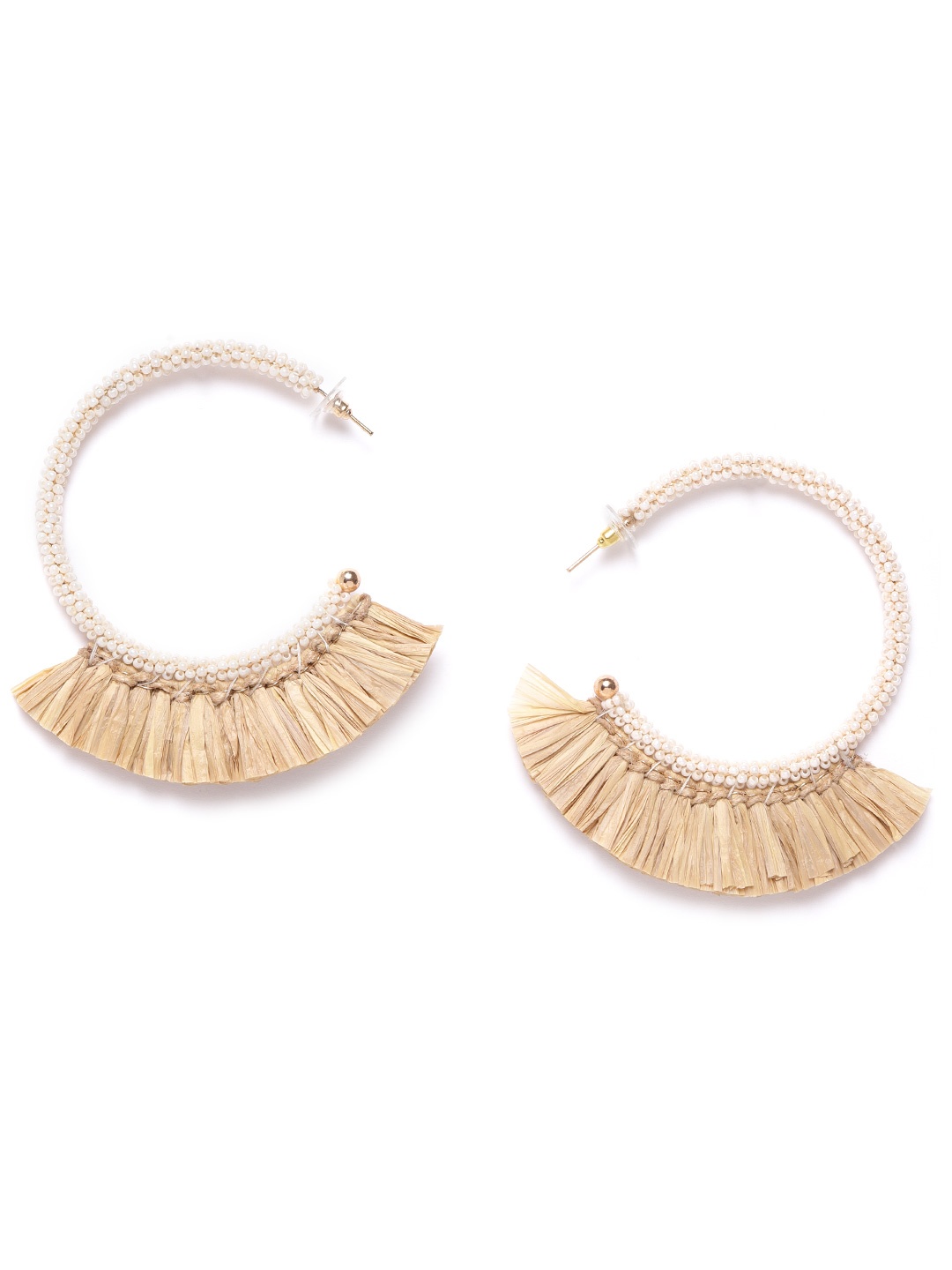 

DIVA WALK EXCLUSIVE Off-White & Beige Beaded TassDIVA WALK EXCLUSIVEd Circular Oversized Half Hoop Earrings