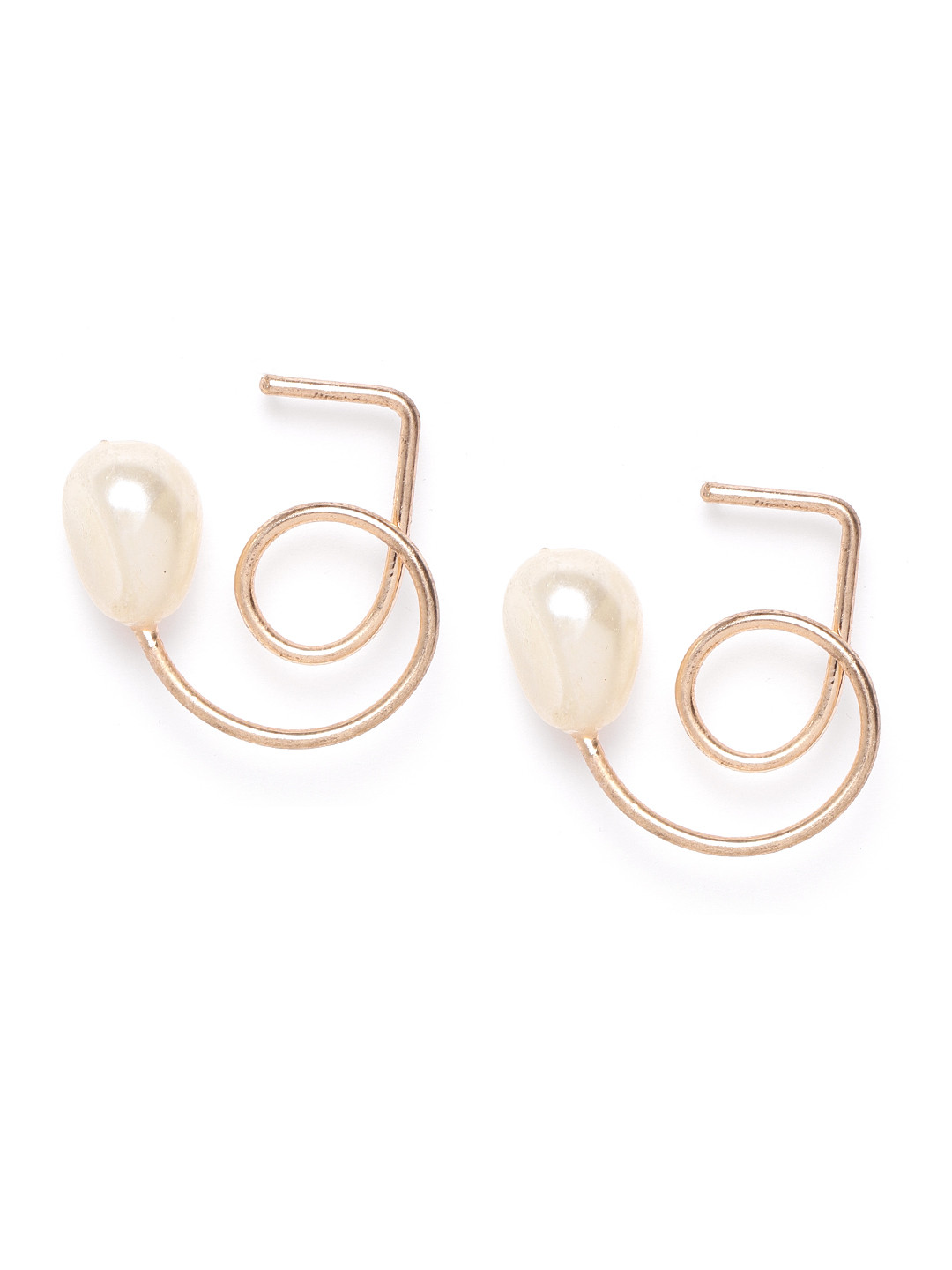 

DIVA WALK EXCLUSIVE Off-White Gold-Plated Beaded Contemporary Drop Earrings