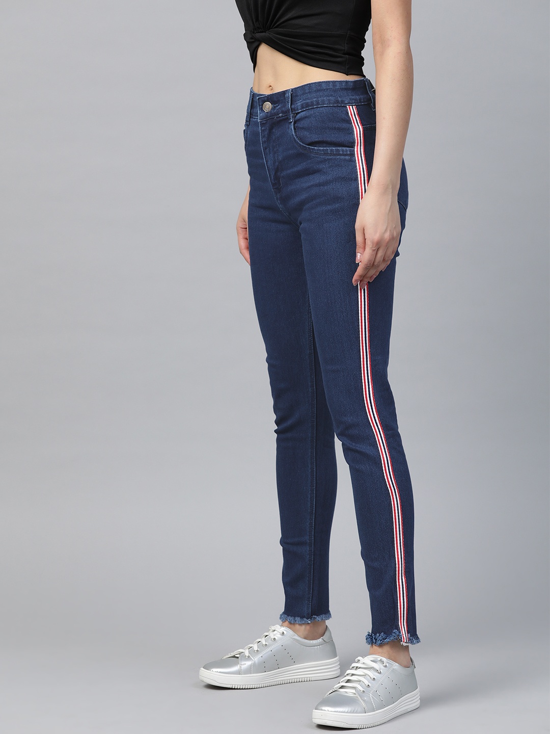 

SASSAFRAS Women Blue Slim Fit High-Rise Clean Look Stretchable Jeans