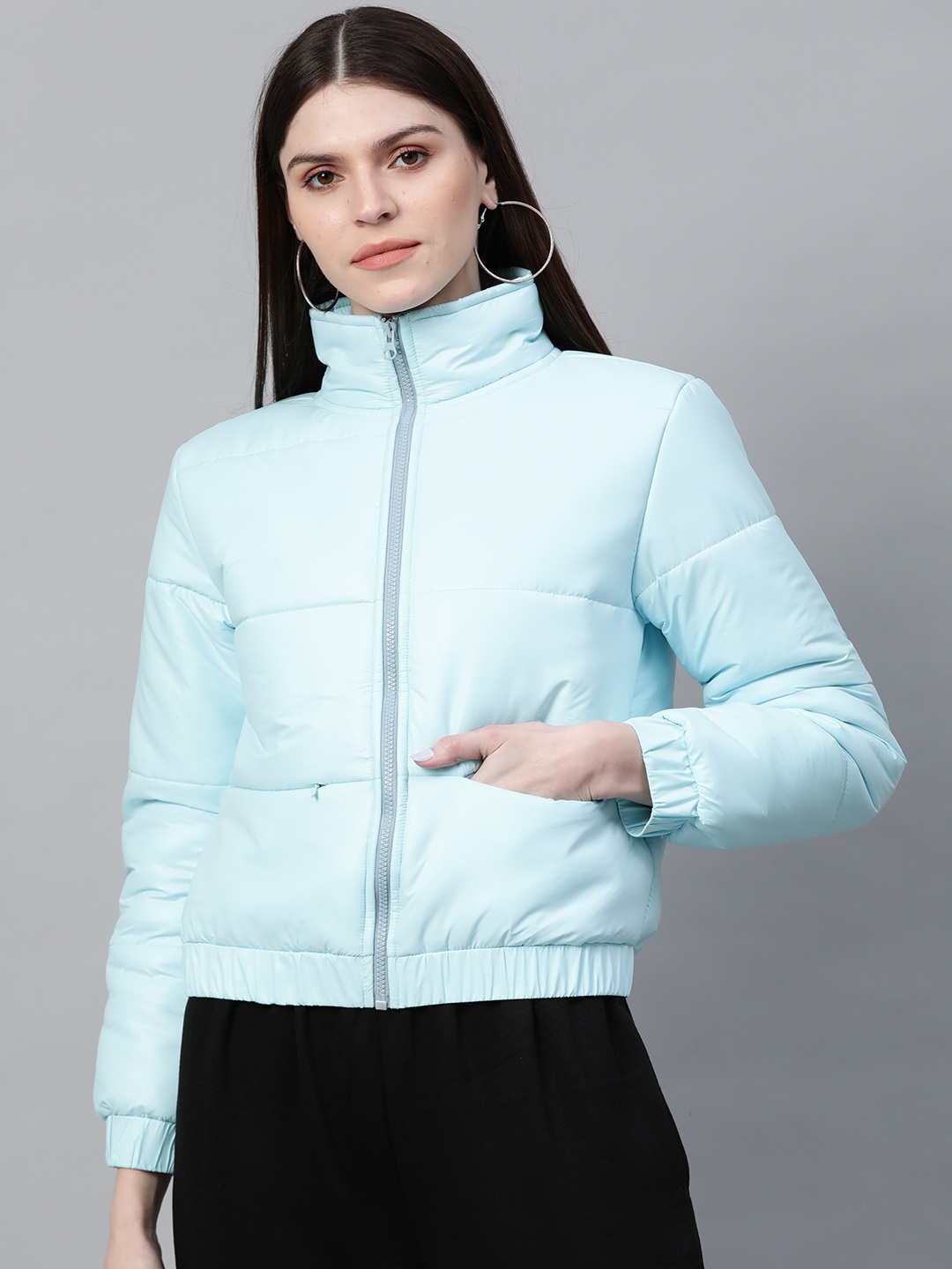 

SASSAFRAS Women Blue Solid Puffer Jacket