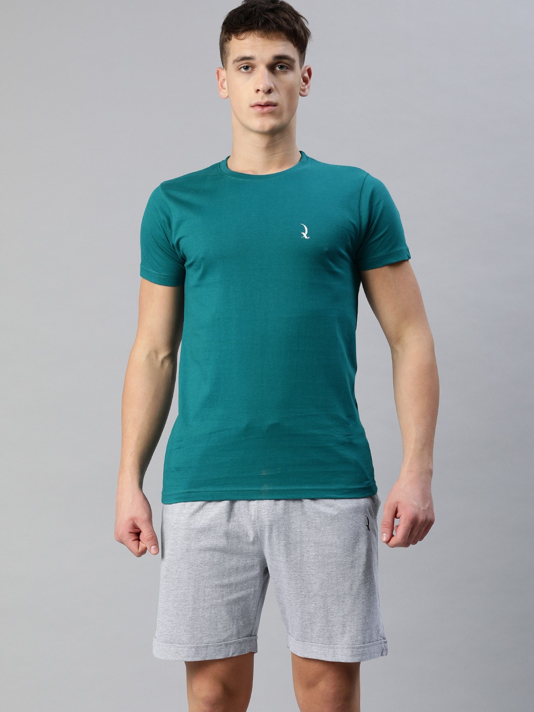 

QUARANTINE Men Green & Grey Melange Night suit