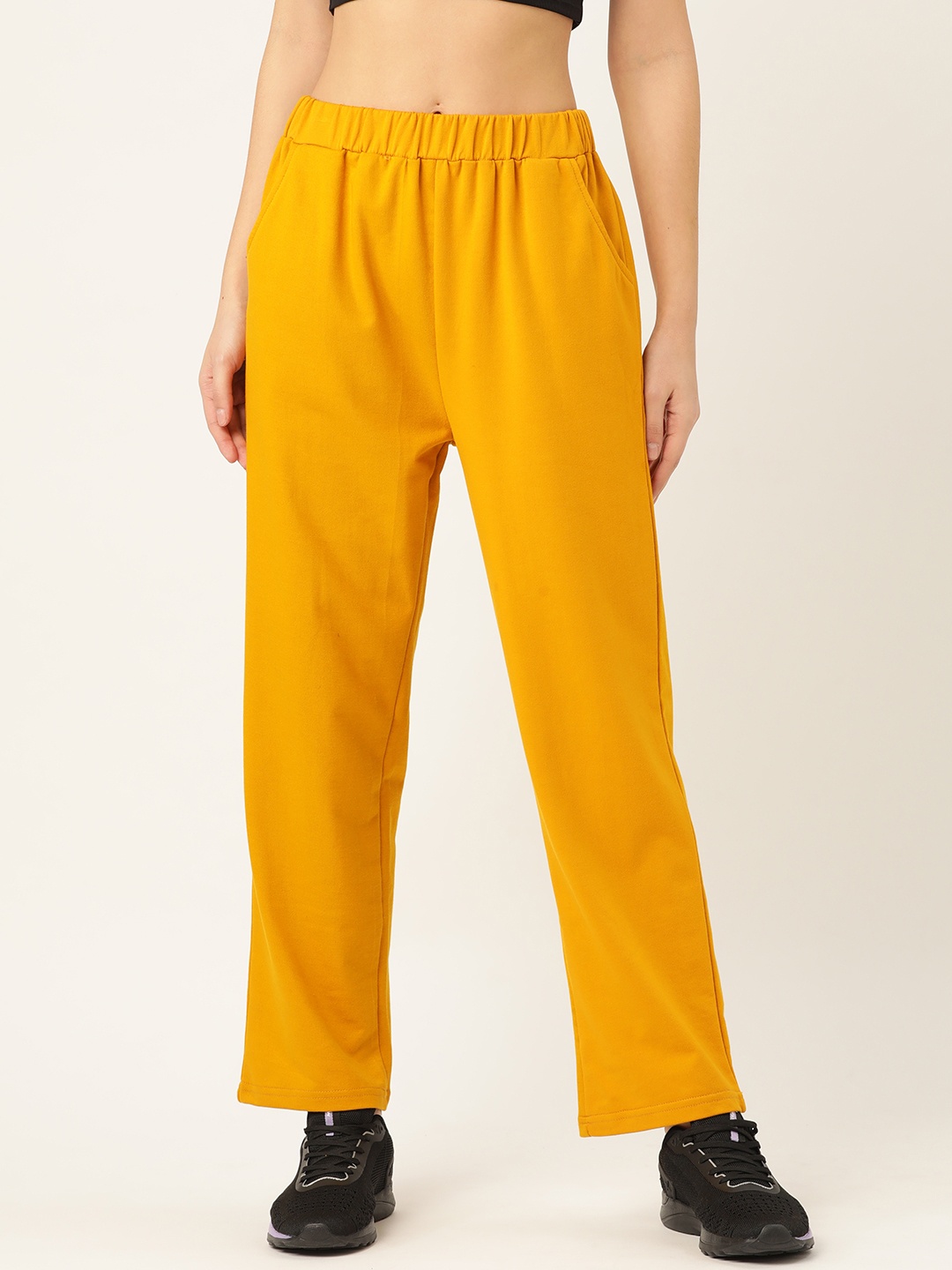 

Laabha Women Mustard Yellow Solid Track Pants