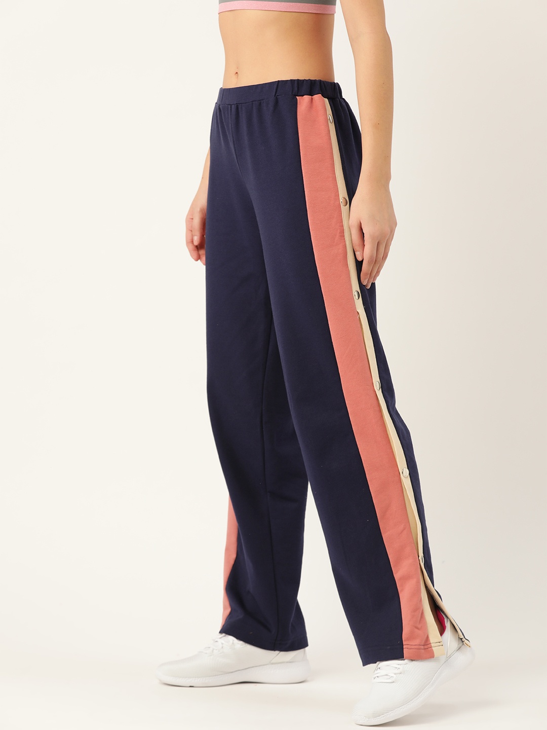 

Laabha Women Navy Blue Side Striped Track Pants