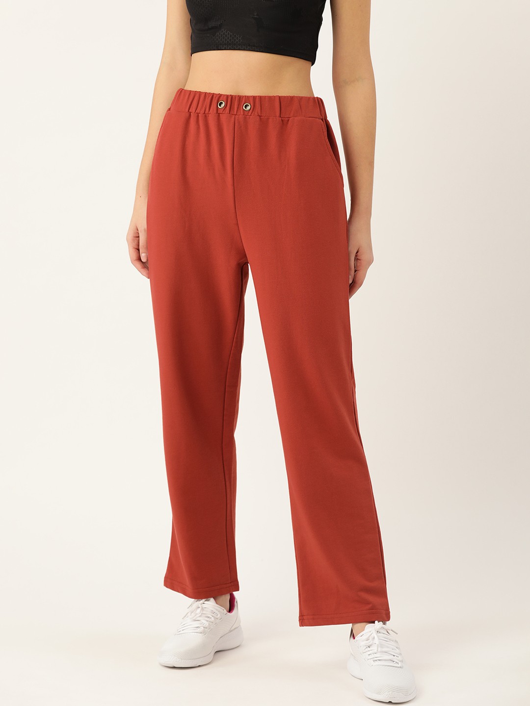 

Laabha Women Rust Orange Solid Track Pants