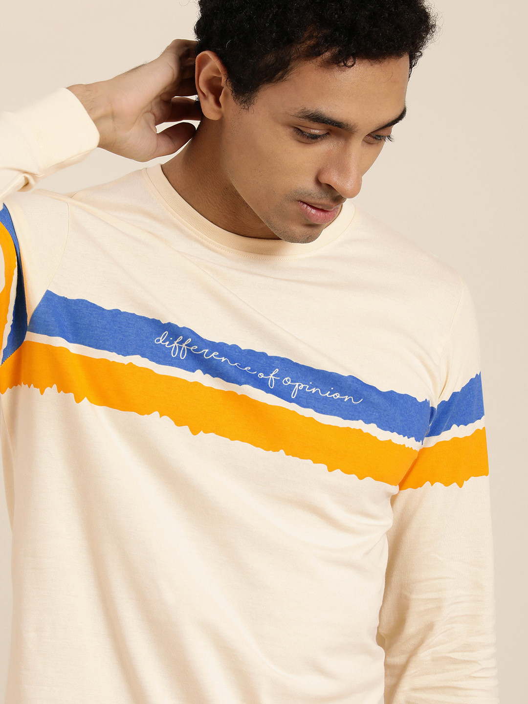 

Difference of Opinion Men Yellow Striped Round Neck T-shirt