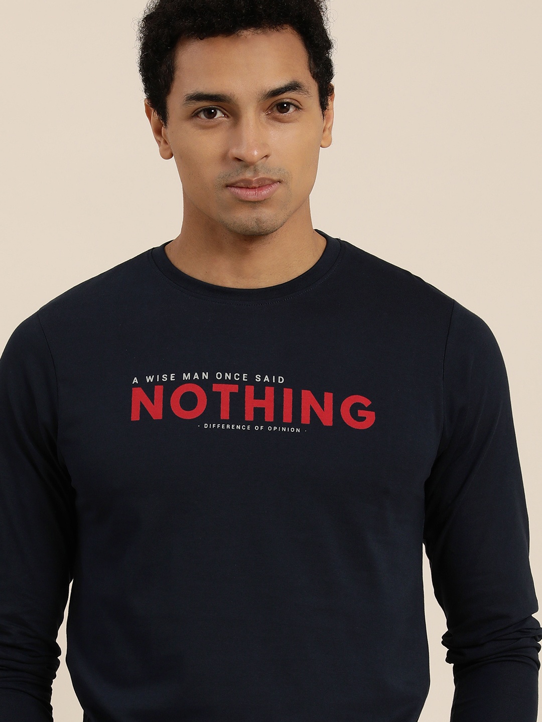 

Difference of Opinion Men Navy Blue Printed Round Neck T-shirt