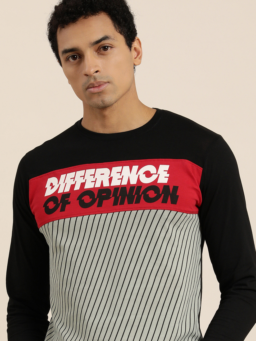 

Difference of Opinion Men Black Printed Round Neck Pure Cotton T-shirt
