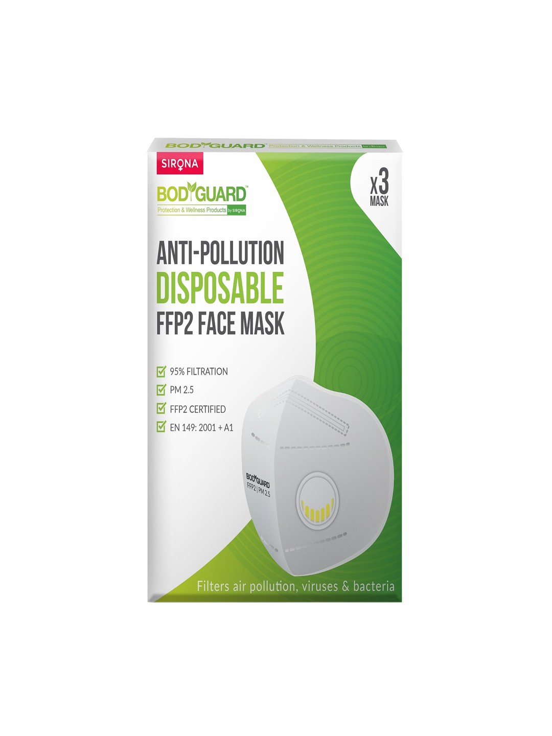 

BOD GUARD Unisex 5 Pcs 3-Ply White Reusable N95 Outdoor Masks