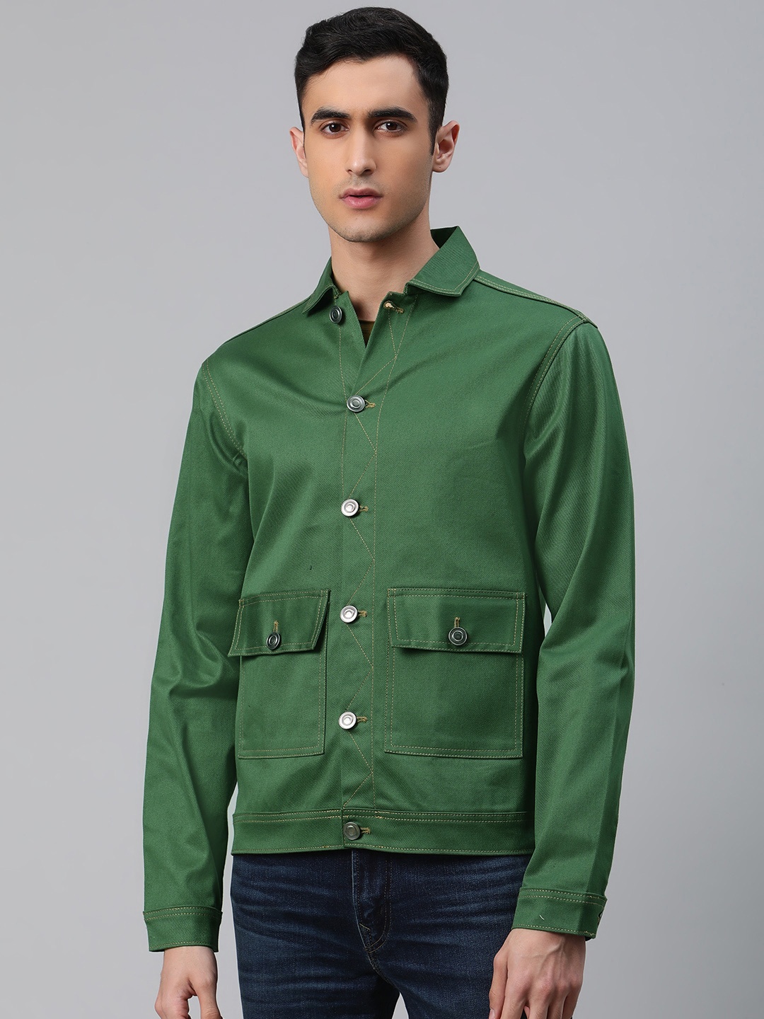 

Hubberholme Men Green Solid Tailored Jacket
