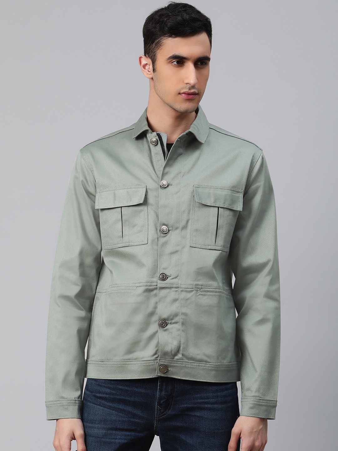 

Hubberholme Men Green Solid Tailored Jacket