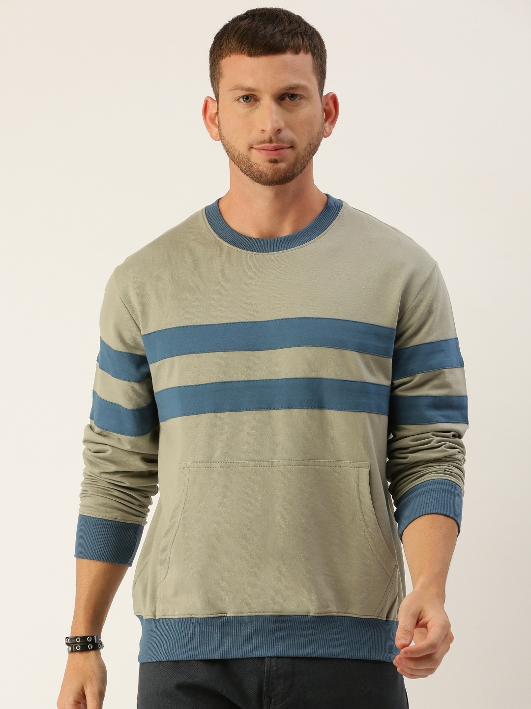 

DILLINGER Men Grey & Blue Striped Sweatshirt