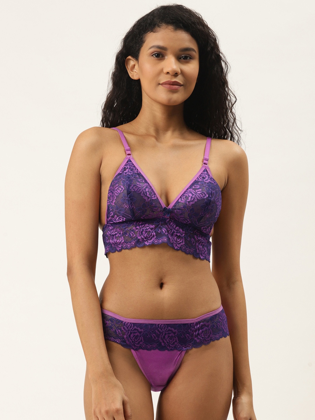 

Leading Lady Women Purple Lace Lingerie Set Purple-Set-30