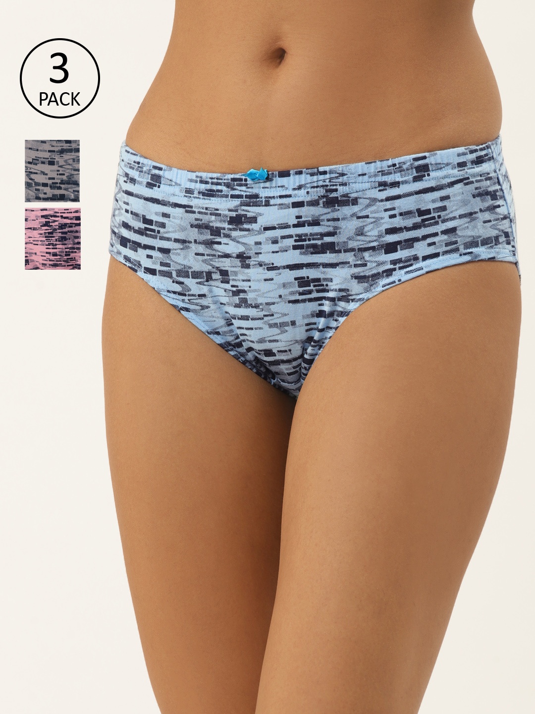 

Leading Lady Women Pack Of 3 Pure Cotton Printed Hipster Briefs L-91-3-M, Pink