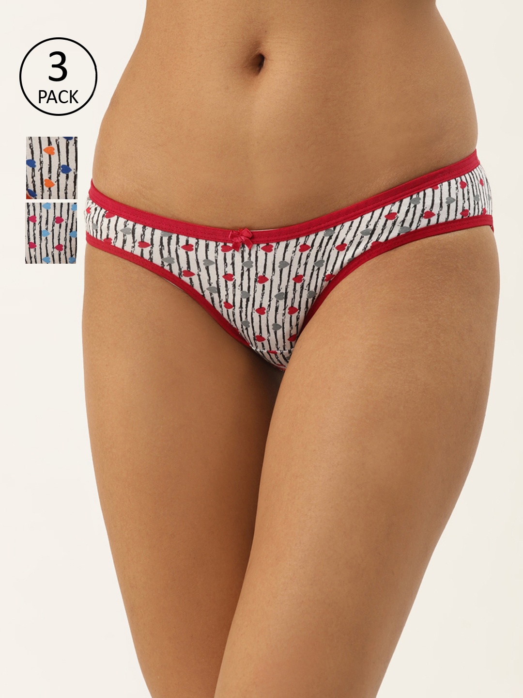 

Leading Lady Women Pack of 3 Printed Bikini Briefs Nice-3-S, White
