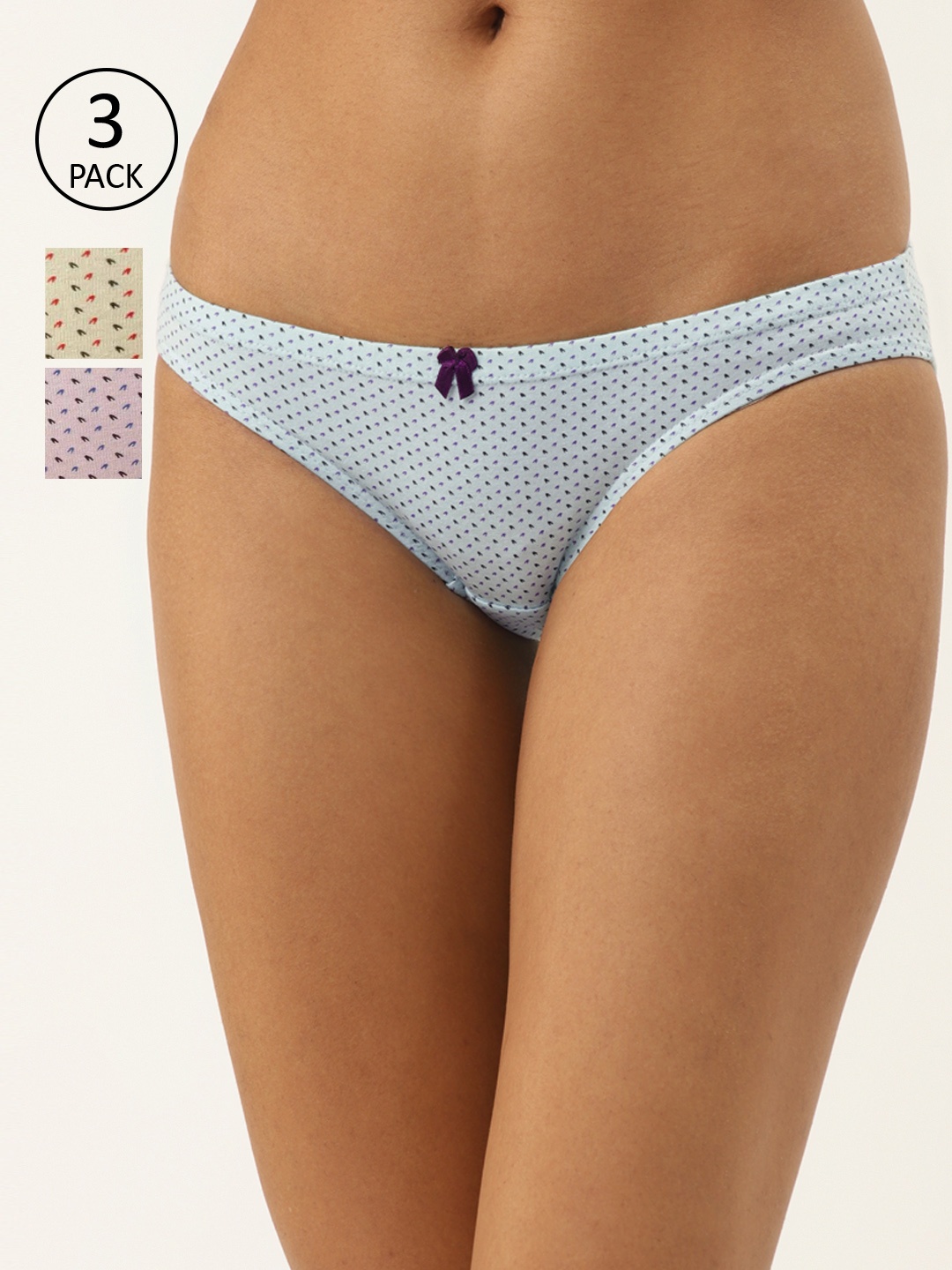 

Leading Lady Women Pack Of 3 Pure Cotton Printed Briefs L-228-3-S, Pink