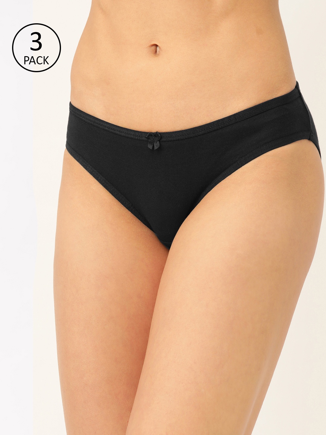 

Leading Lady Women Pack Of 3 Black Solid High-Rise Bikini Briefs HL-BK-BLK-3-S