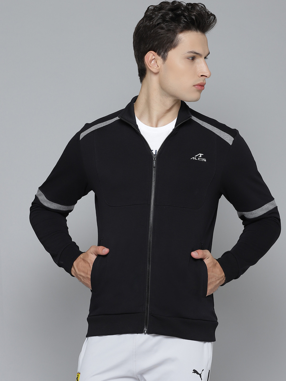 

Alcis Men Black Solid Front-Open Training Sweatshirt
