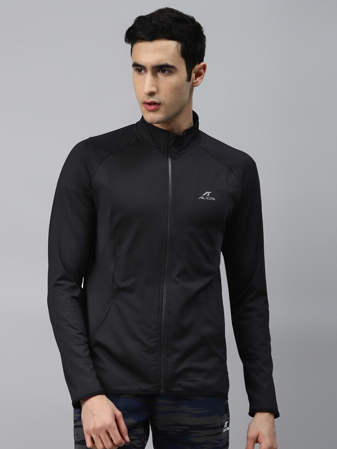 

Alcis Men Black Solid Training Jacket
