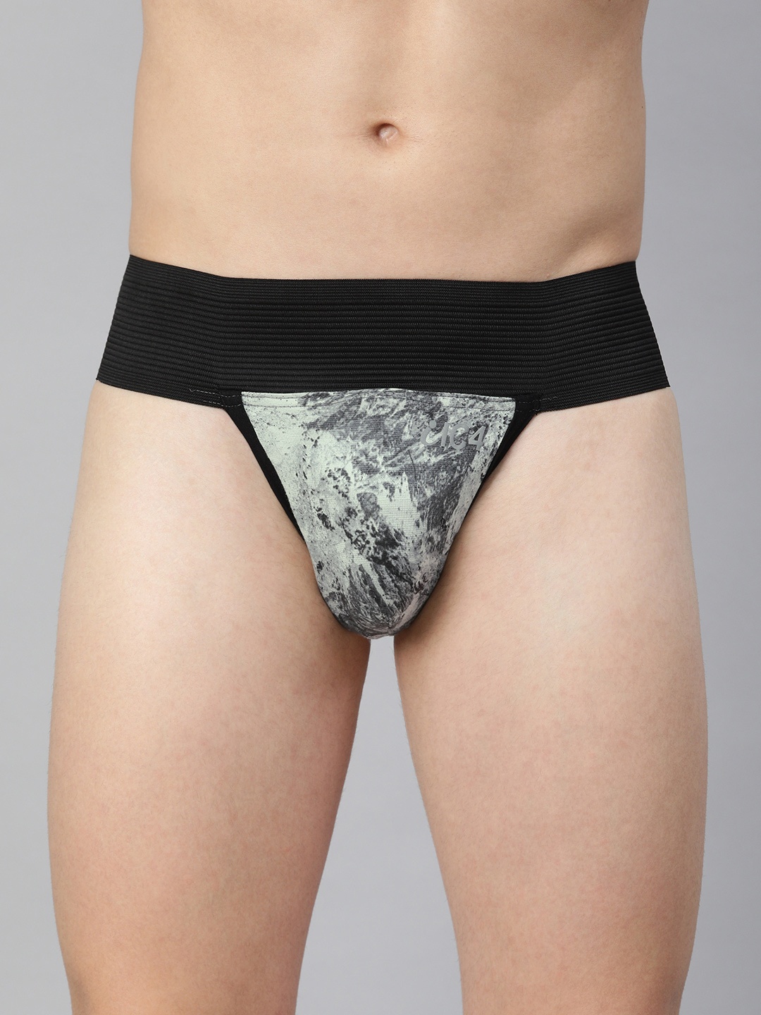 

IC4 Men Black & Grey Printed Knitted Gym Supporter Briefs 0201