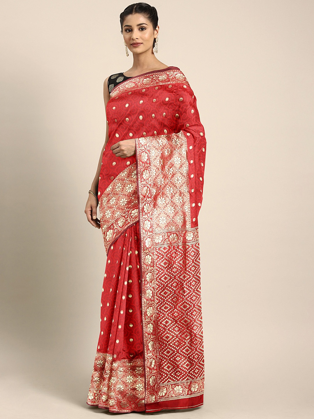 

KALINI Red Woven Design Silk Blend Saree