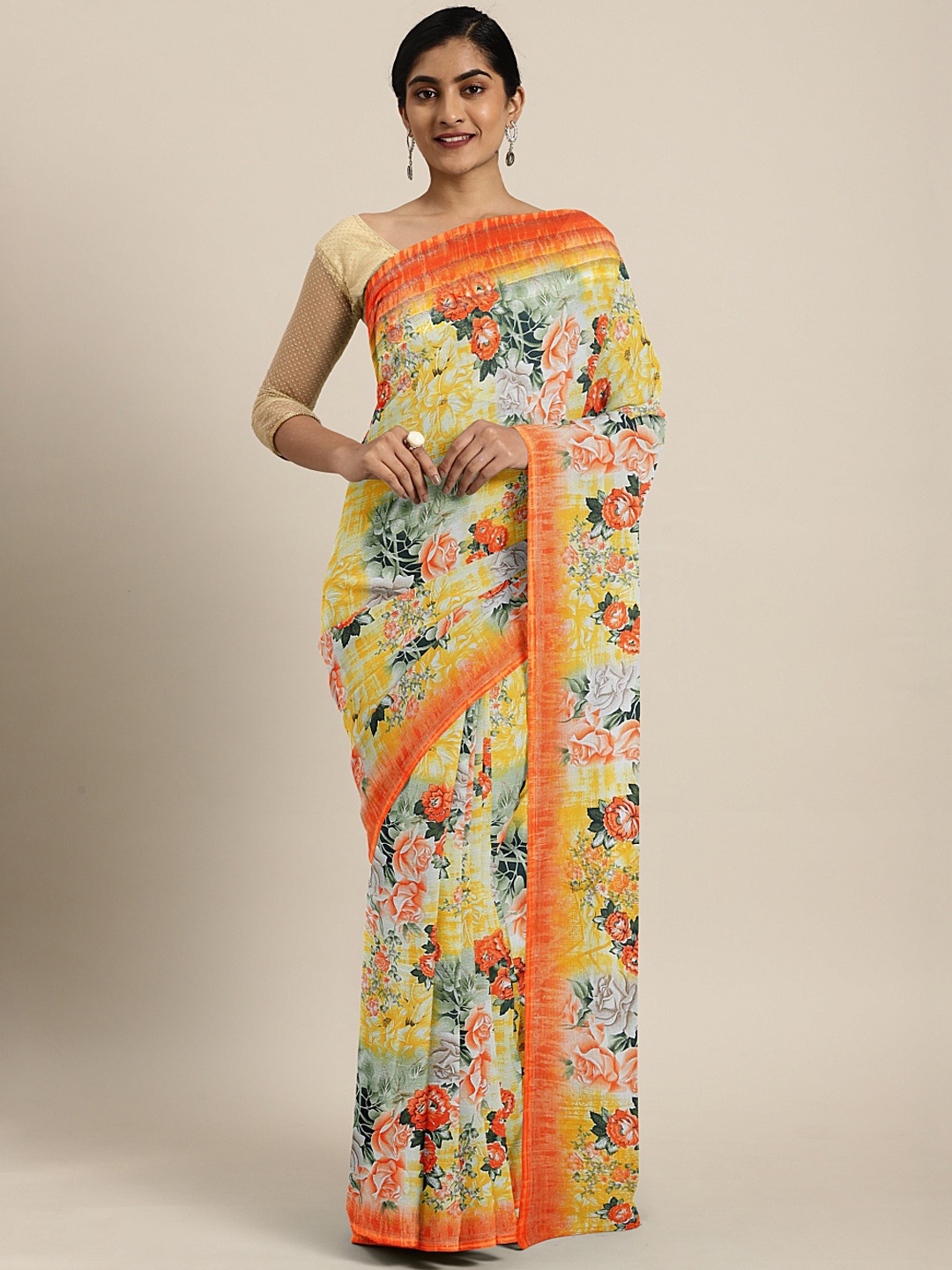 

KALINI Multicoloured Printed Poly Georgette Saree, Multi