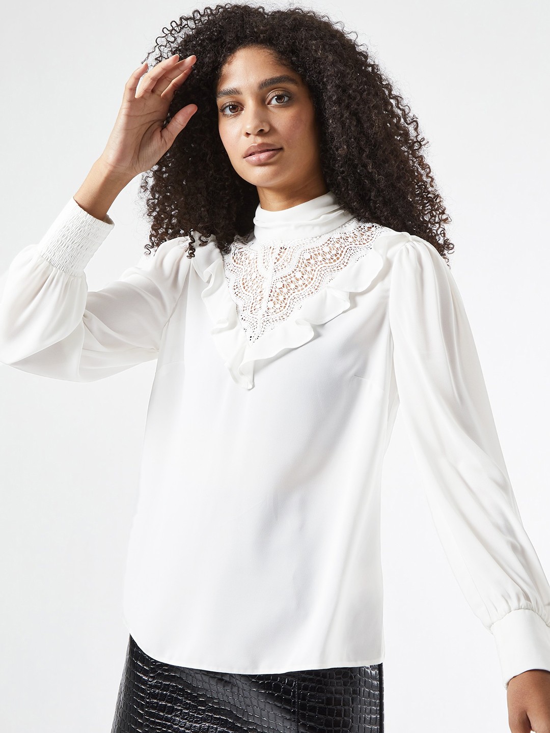 

DOROTHY PERKINS Women White Solid Victorian Top