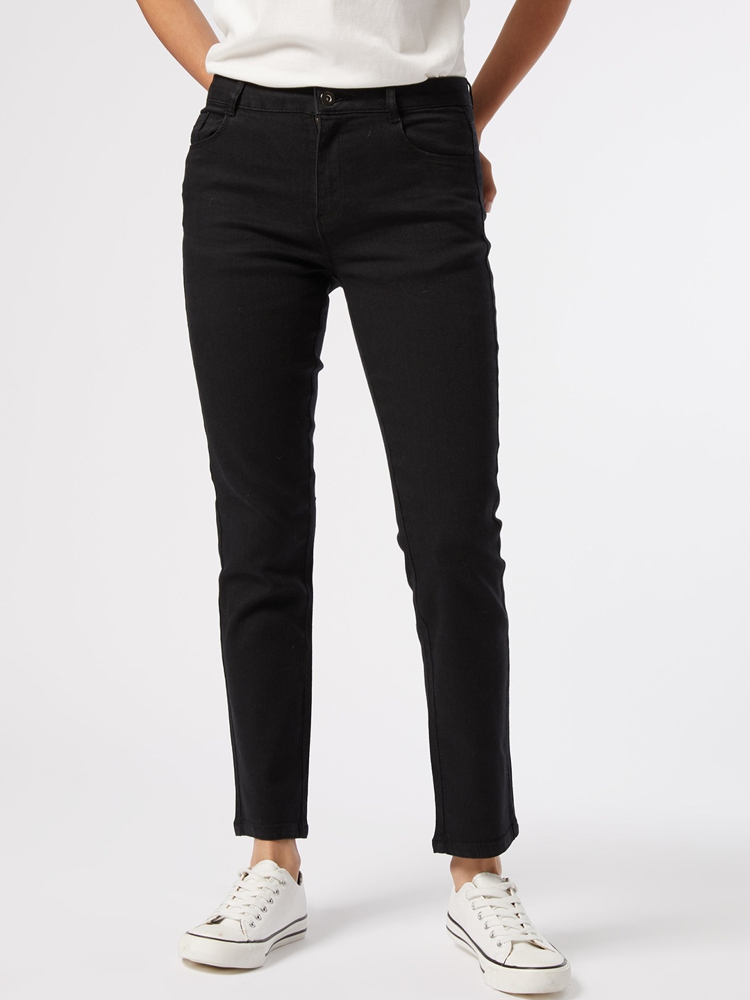 

DOROTHY PERKINS Petite Women Black Ellis Slim Fit Mid-Rise Clean Look Stretchable Jeans