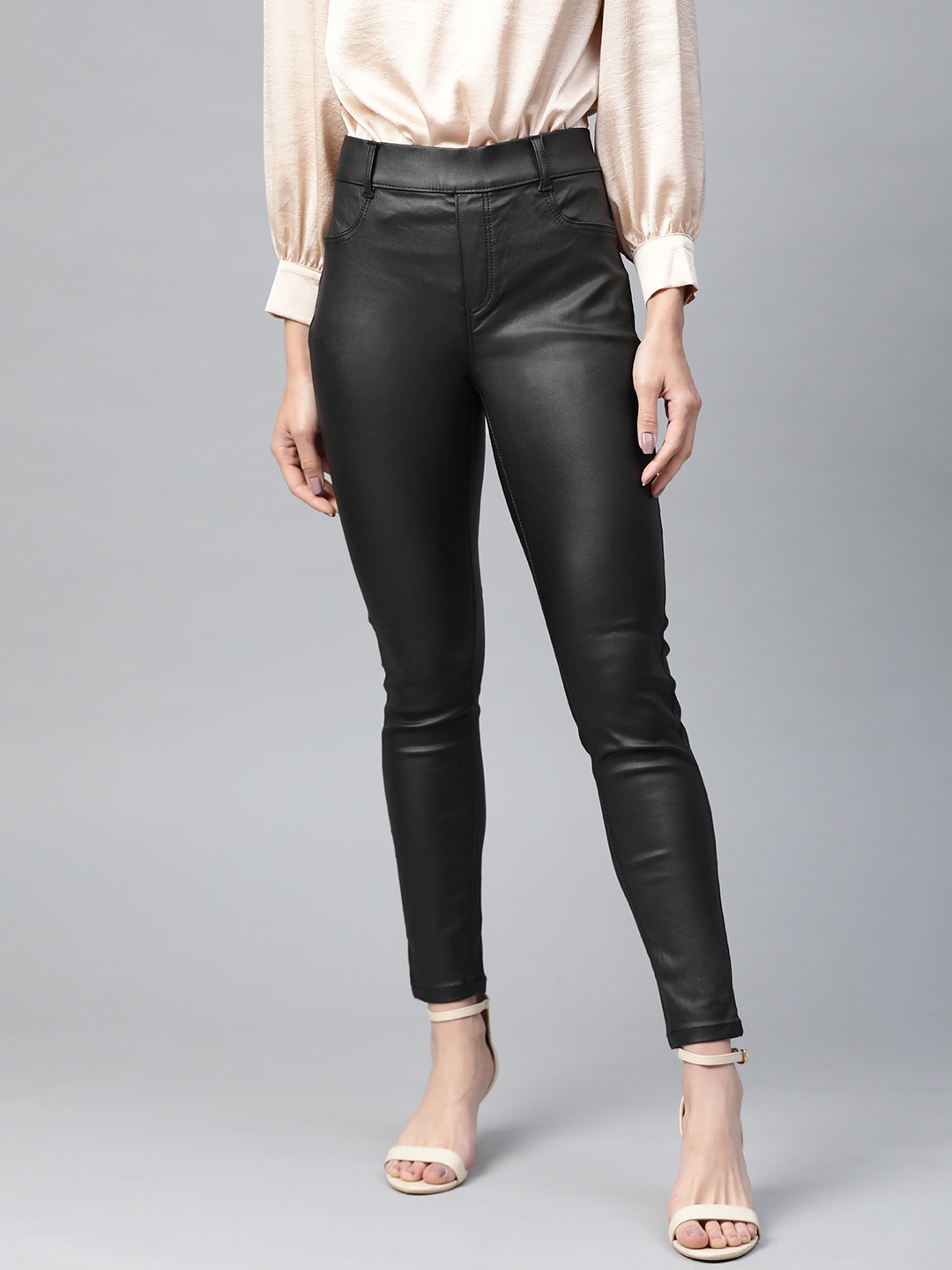 

DOROTHY PERKINS Women Black Eden Fit Coated Treggings