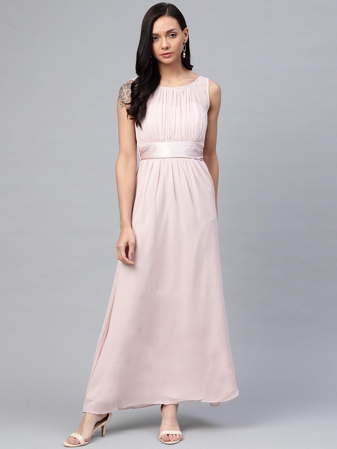 

DOROTHY PERKINS Women Peach-Coloured Solid Maxi Dress
