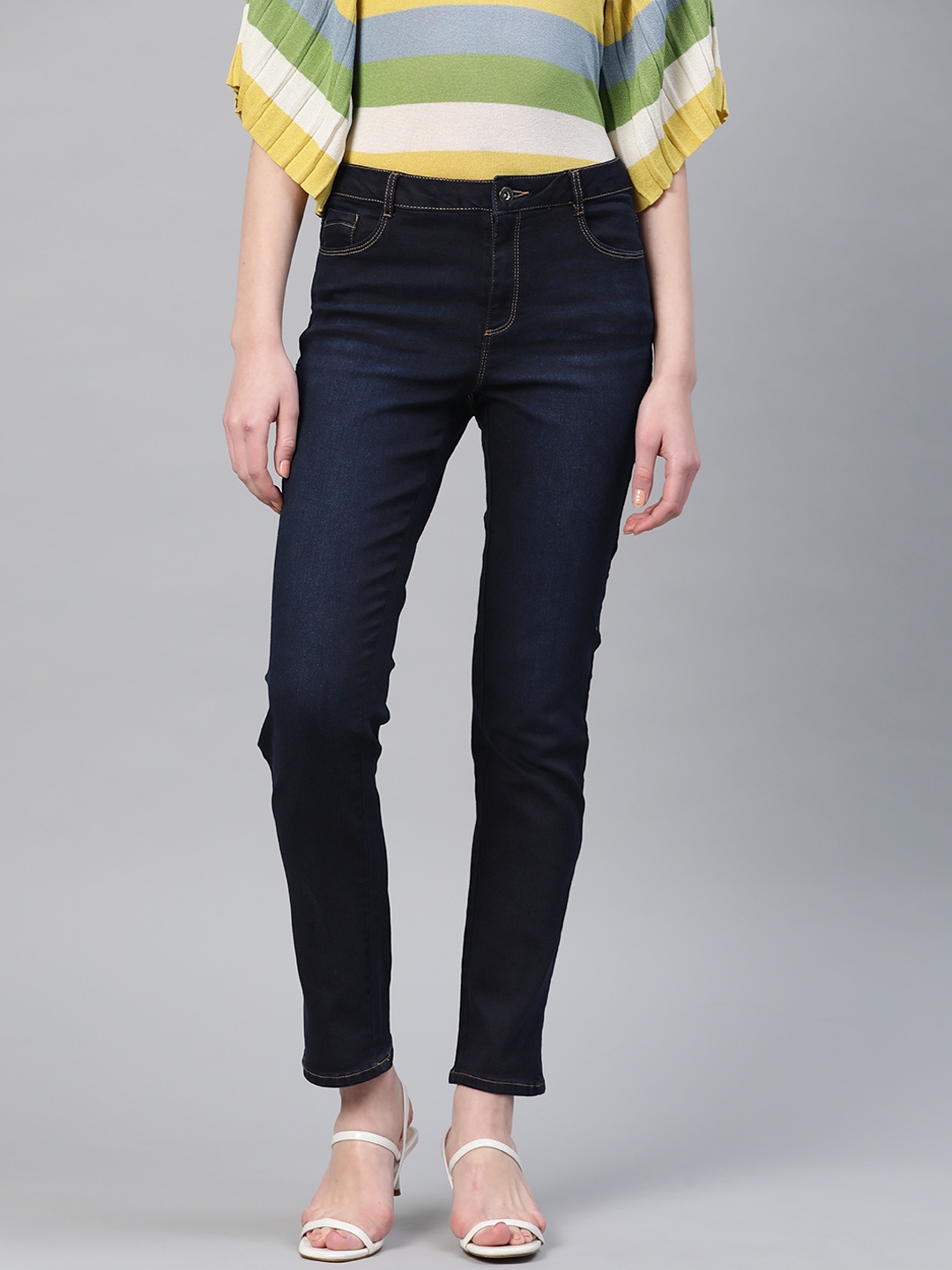 

DOROTHY PERKINS Women Navy Blue Ellis Slim Fit Mid-Rise Clean Look Stretchable Jeans