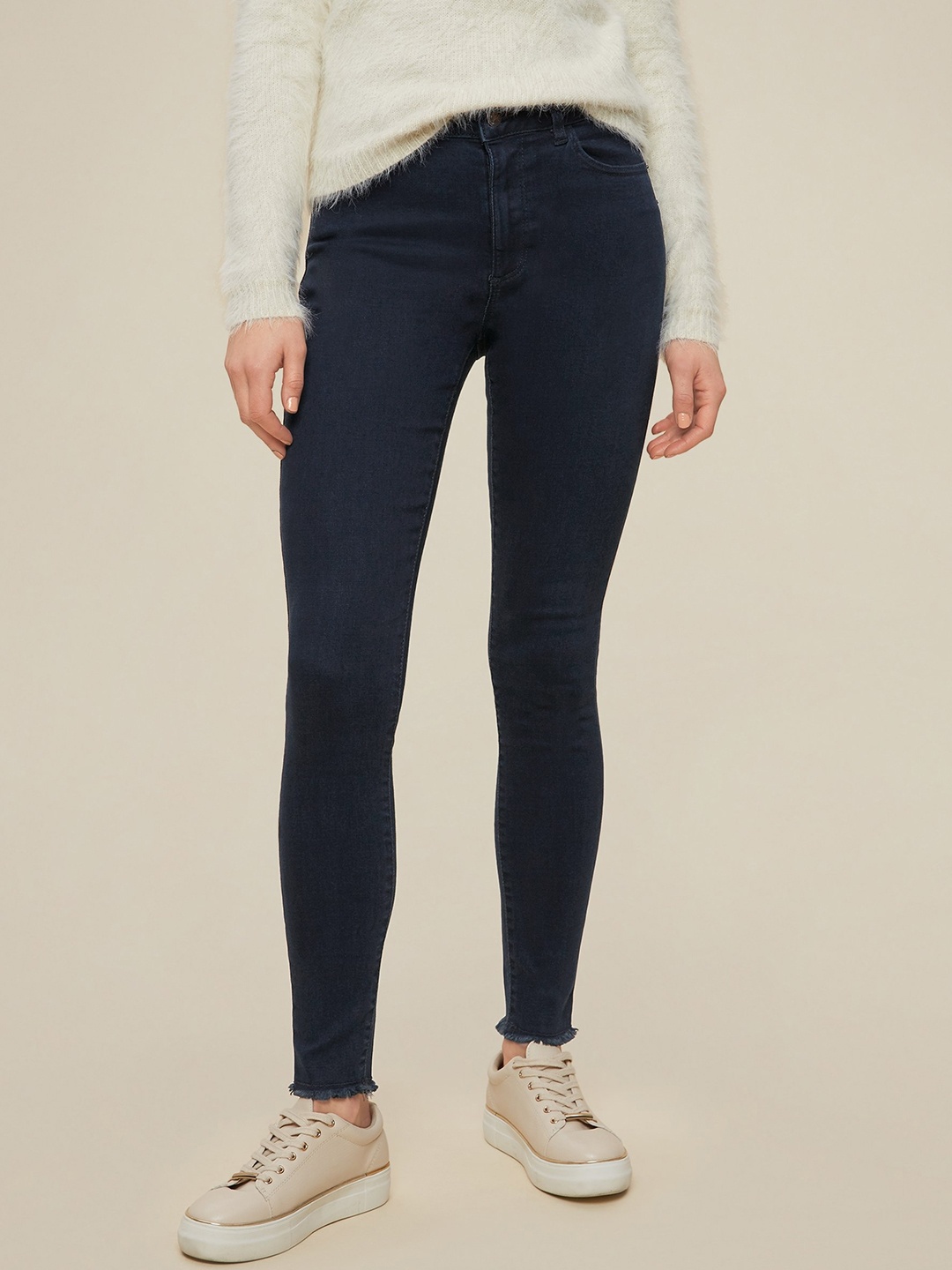 

DOROTHY PERKINS Women Navy Blue Alex Skinny Fit Mid-Rise Clean Look Stretchable Jeans