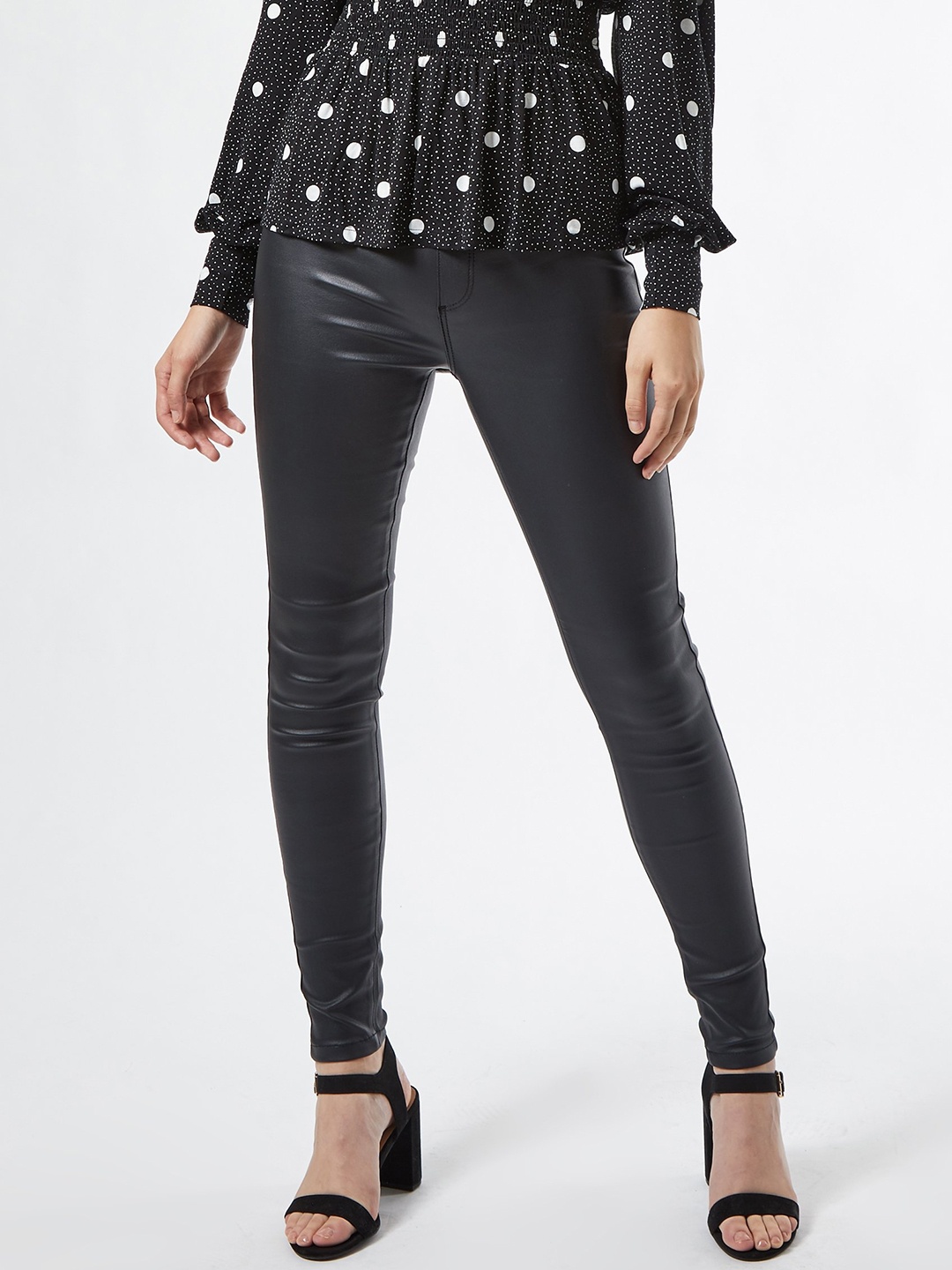 

DOROTHY PERKINS Women Black Coated Jeggings