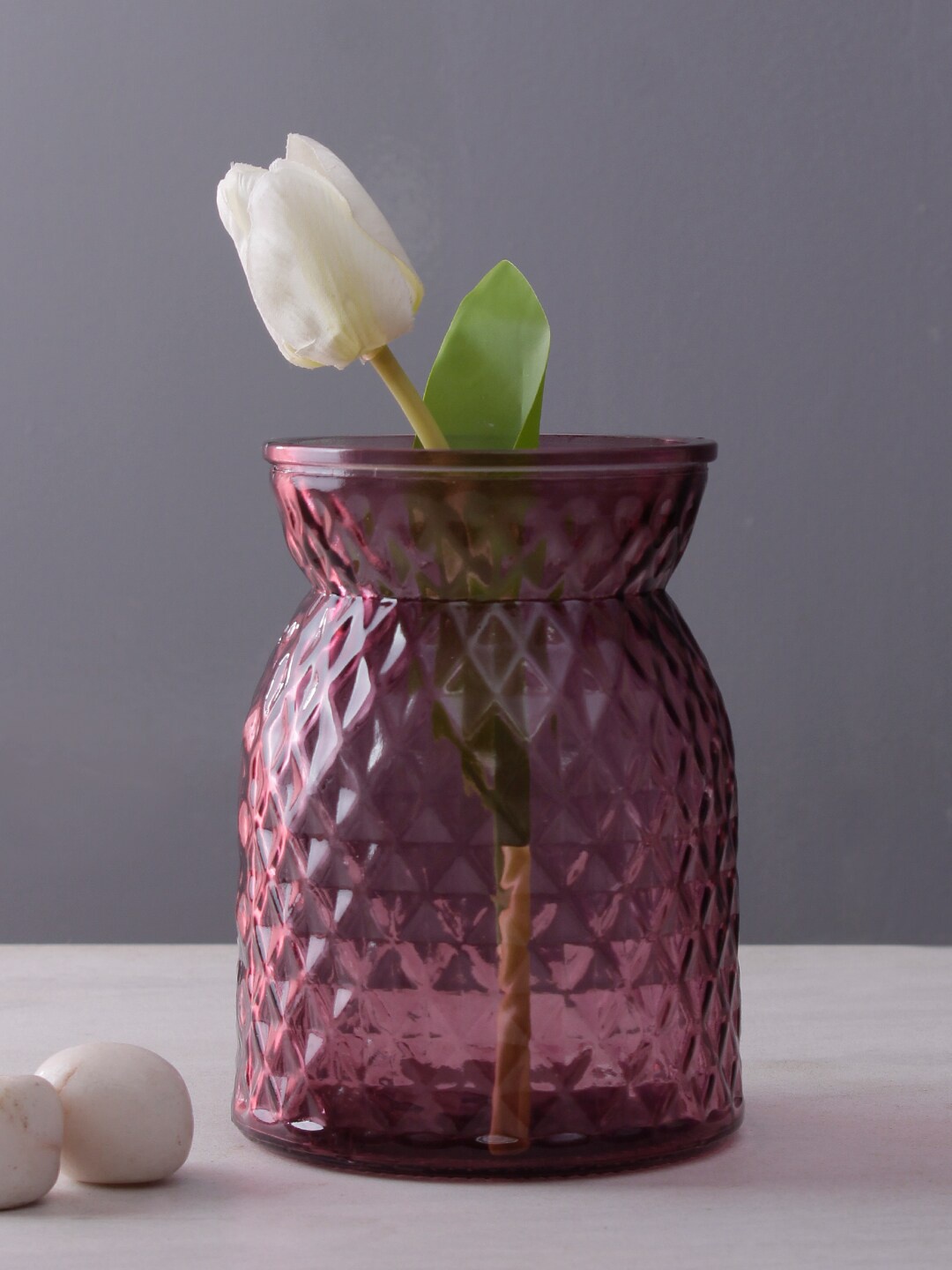 

TAYHAA Mauve Textured Glass Flower Vase