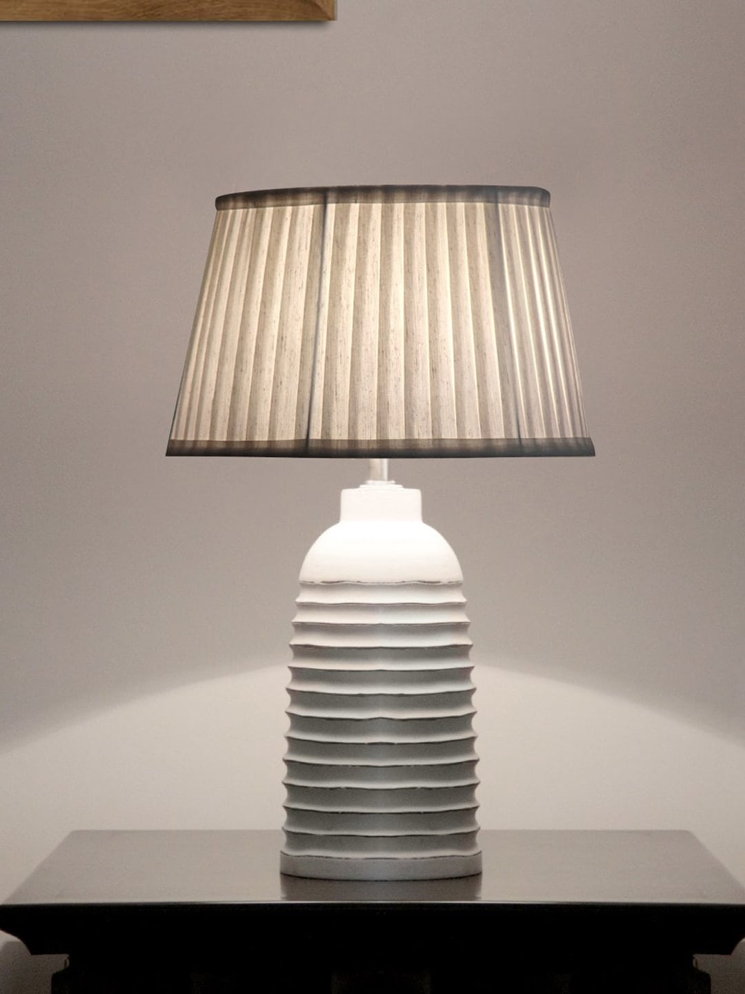 

THE LIGHT STORE White & Grey Textured Contemporary Table Lamp