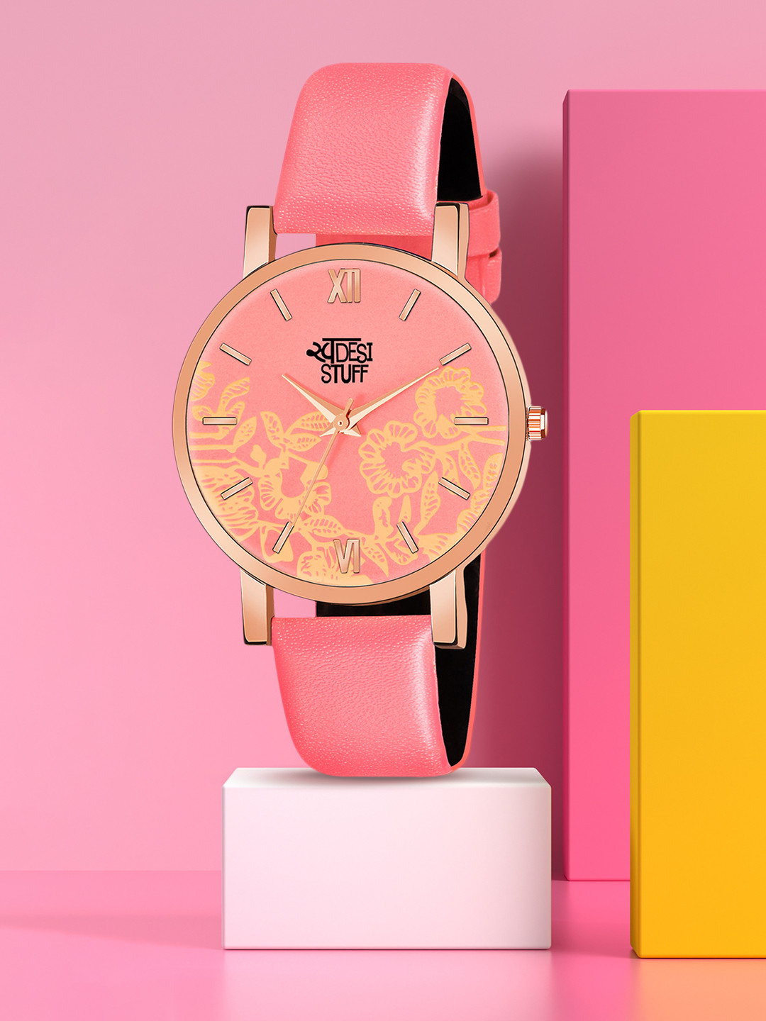 

SWADESI STUFF Girls Pink & Yellow Analogue Watch