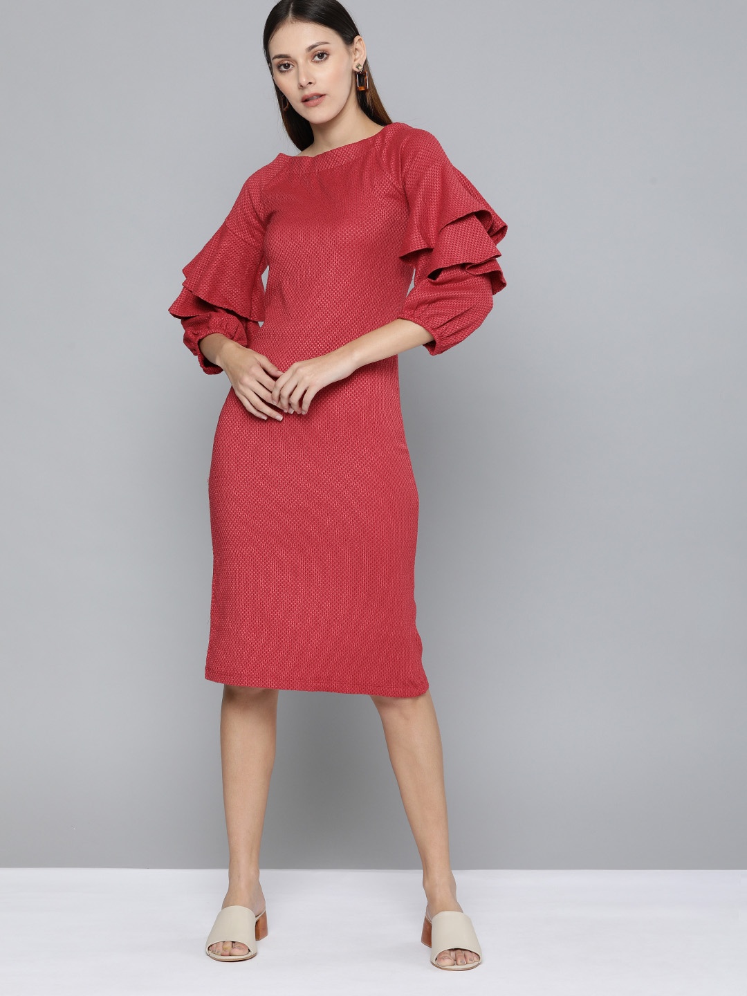 

Chemistry Women Red Solid Bodycon Dress