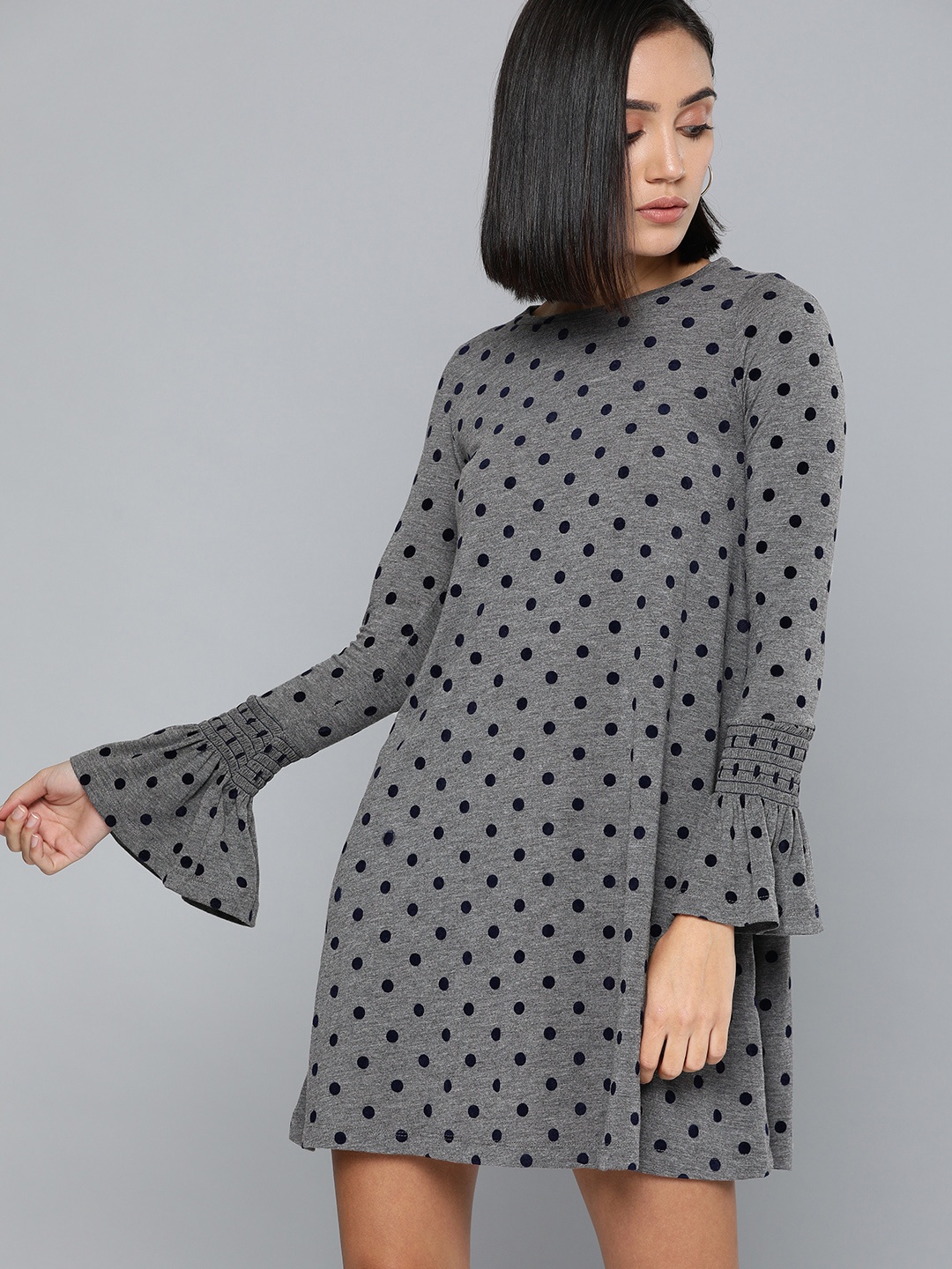 

Chemistry Women Grey Printed T-shirt Dress