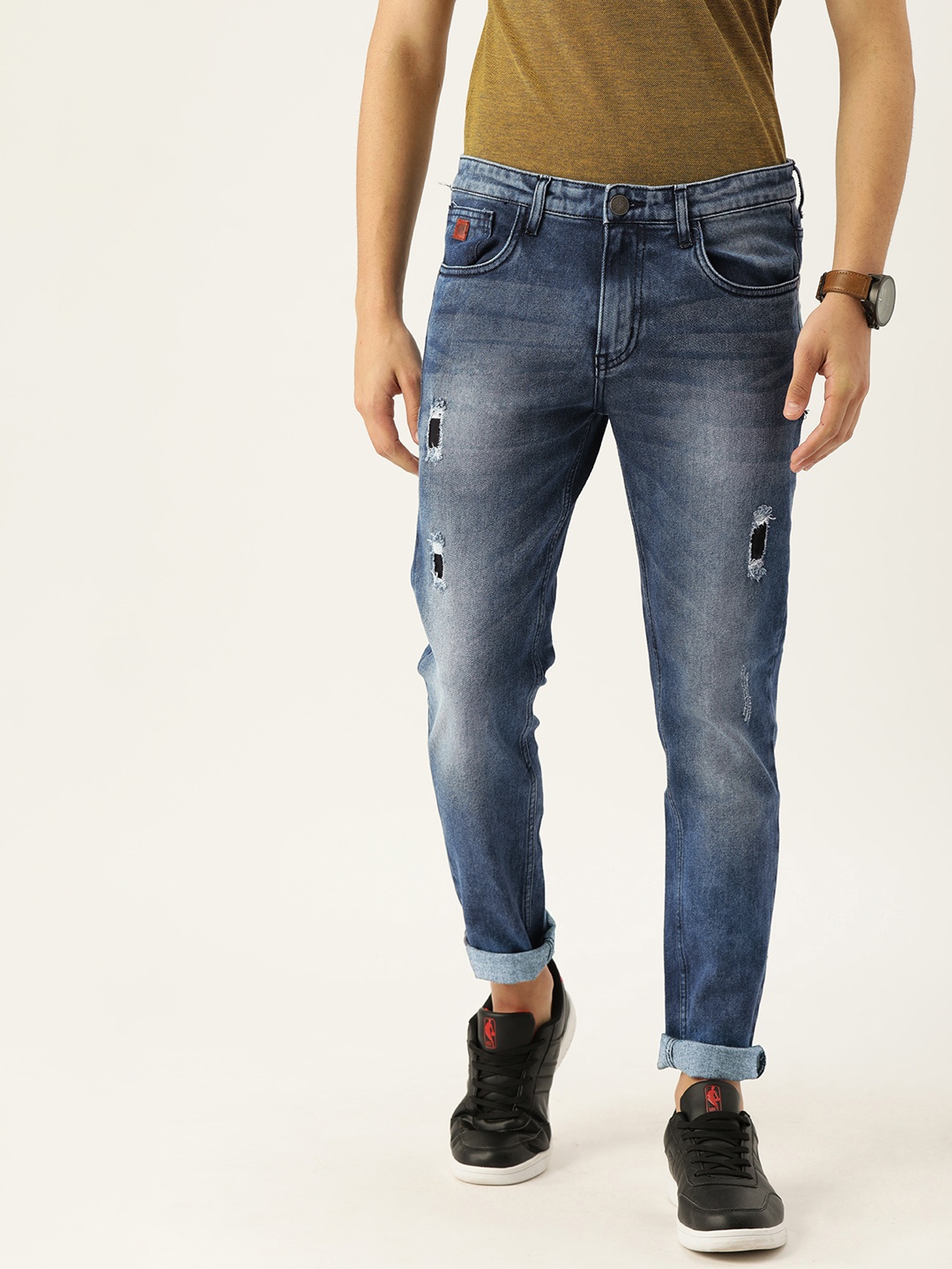 

Campus Sutra Men Blue Slim Fit Bio Wash Mid-Rise Mildly Distressed Jeans
