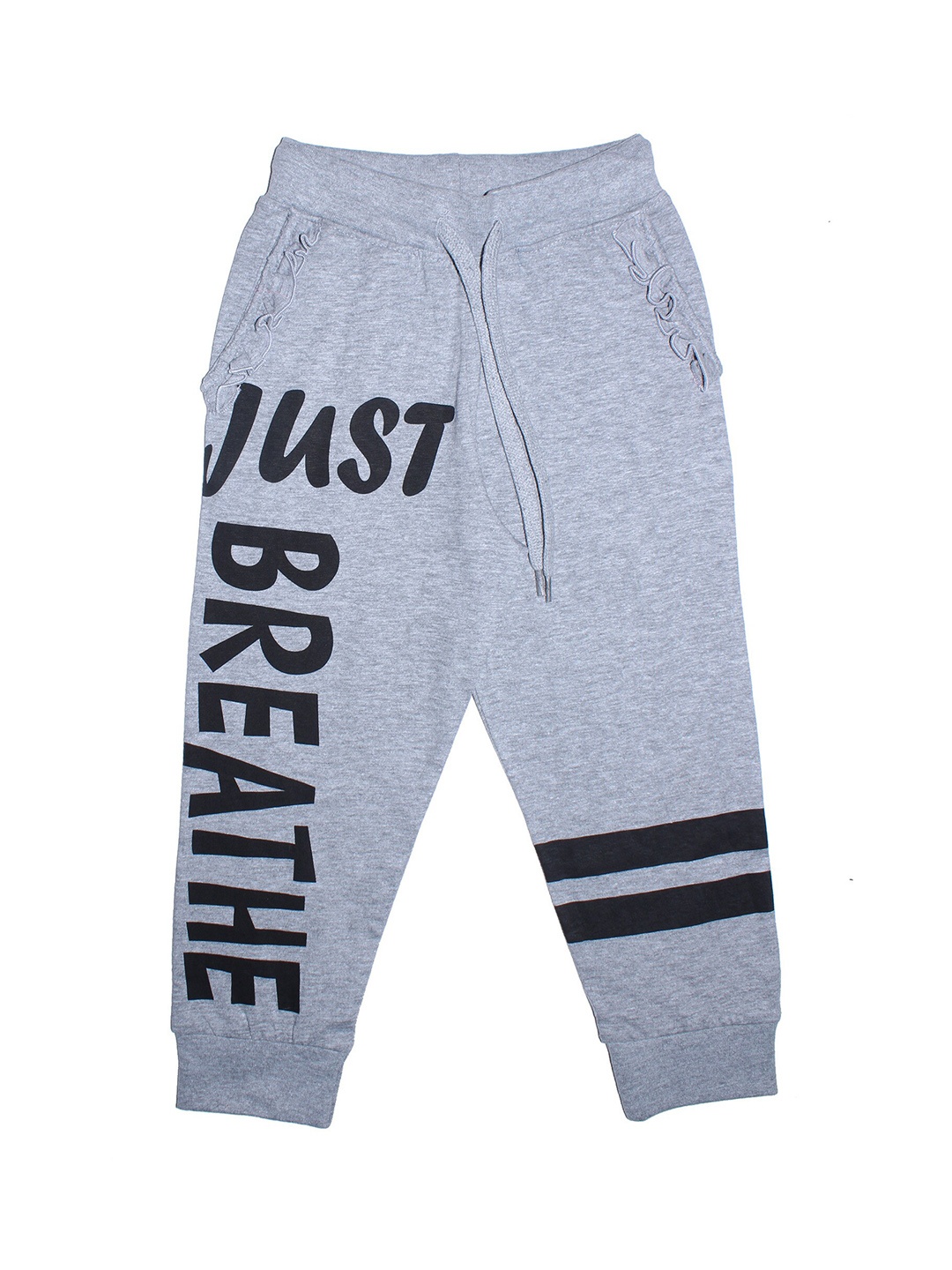 

KiddoPanti Girls Grey Melange Printed Track Pant