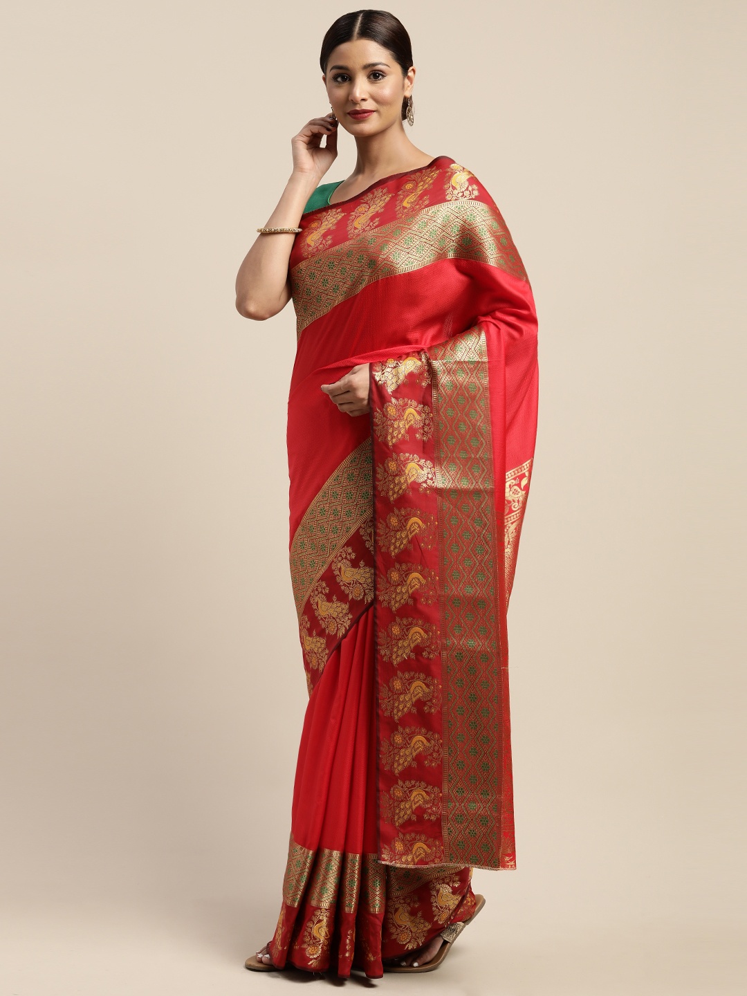 

Mitera Red Woven Design Silk Blend Saree