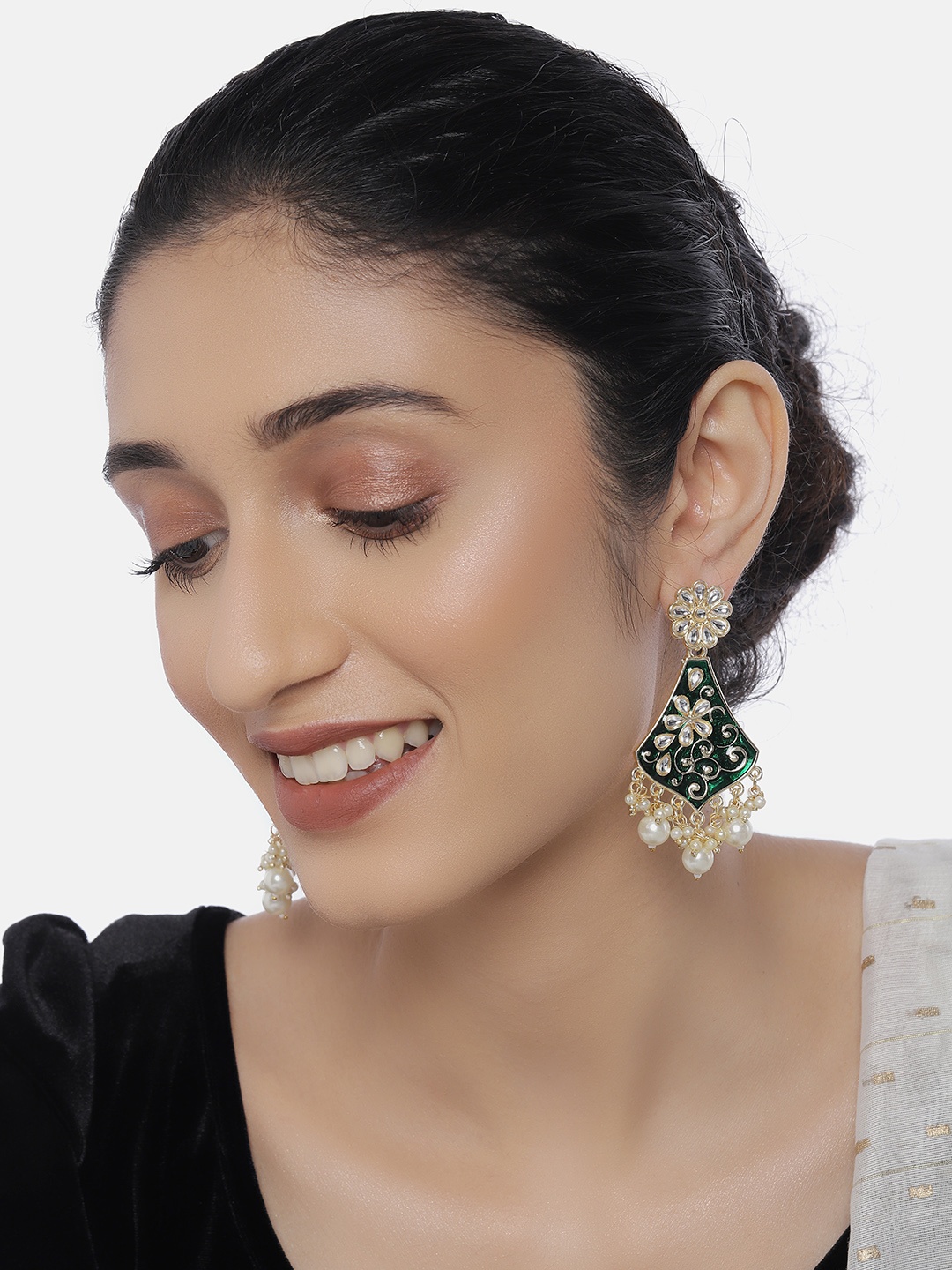 

LAIDA Gold-Plated & Green Classic Drop Earrings