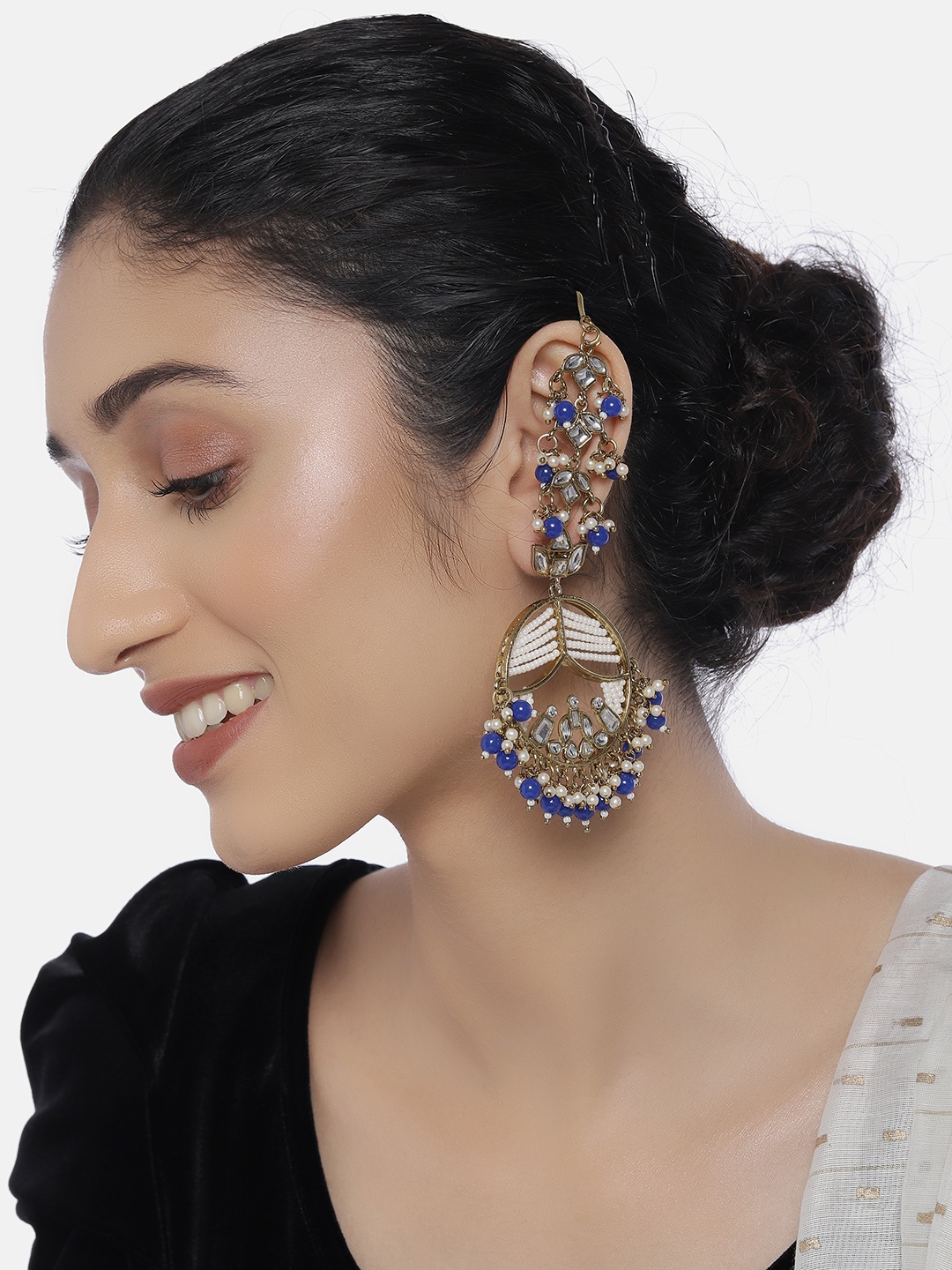 

LAIDA Blue Gold-Plated Classic Handcrafted Drop Earrings with Earchains