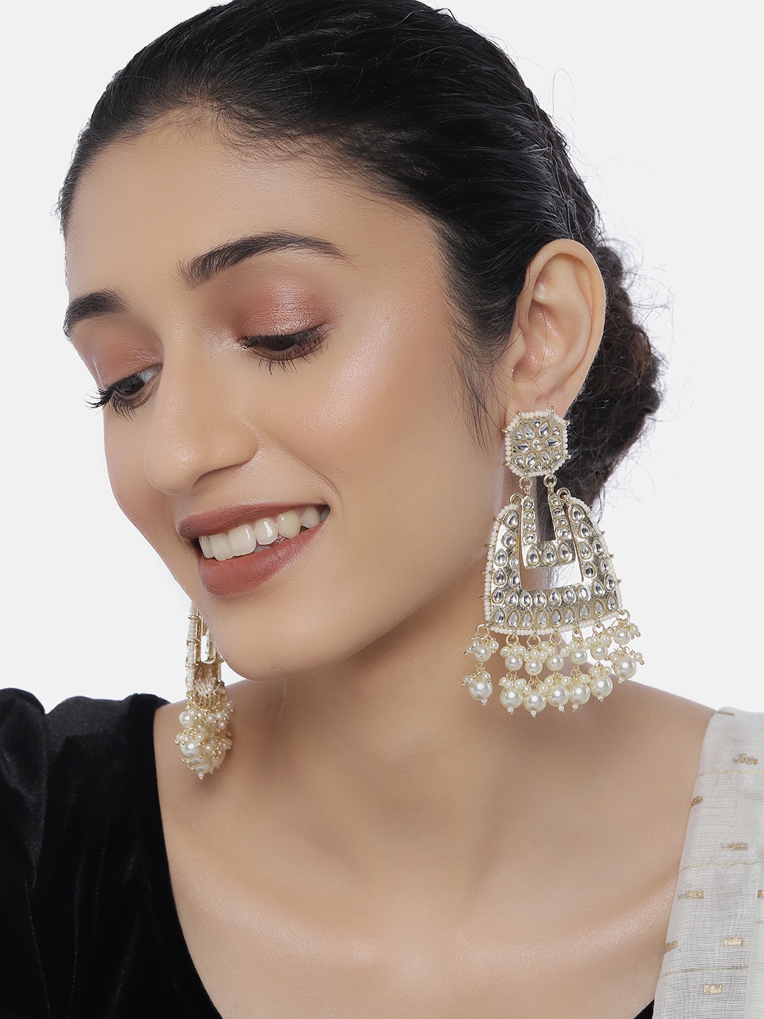 

LAIDA Gold-Plated & Off-White Classic Drop Earrings
