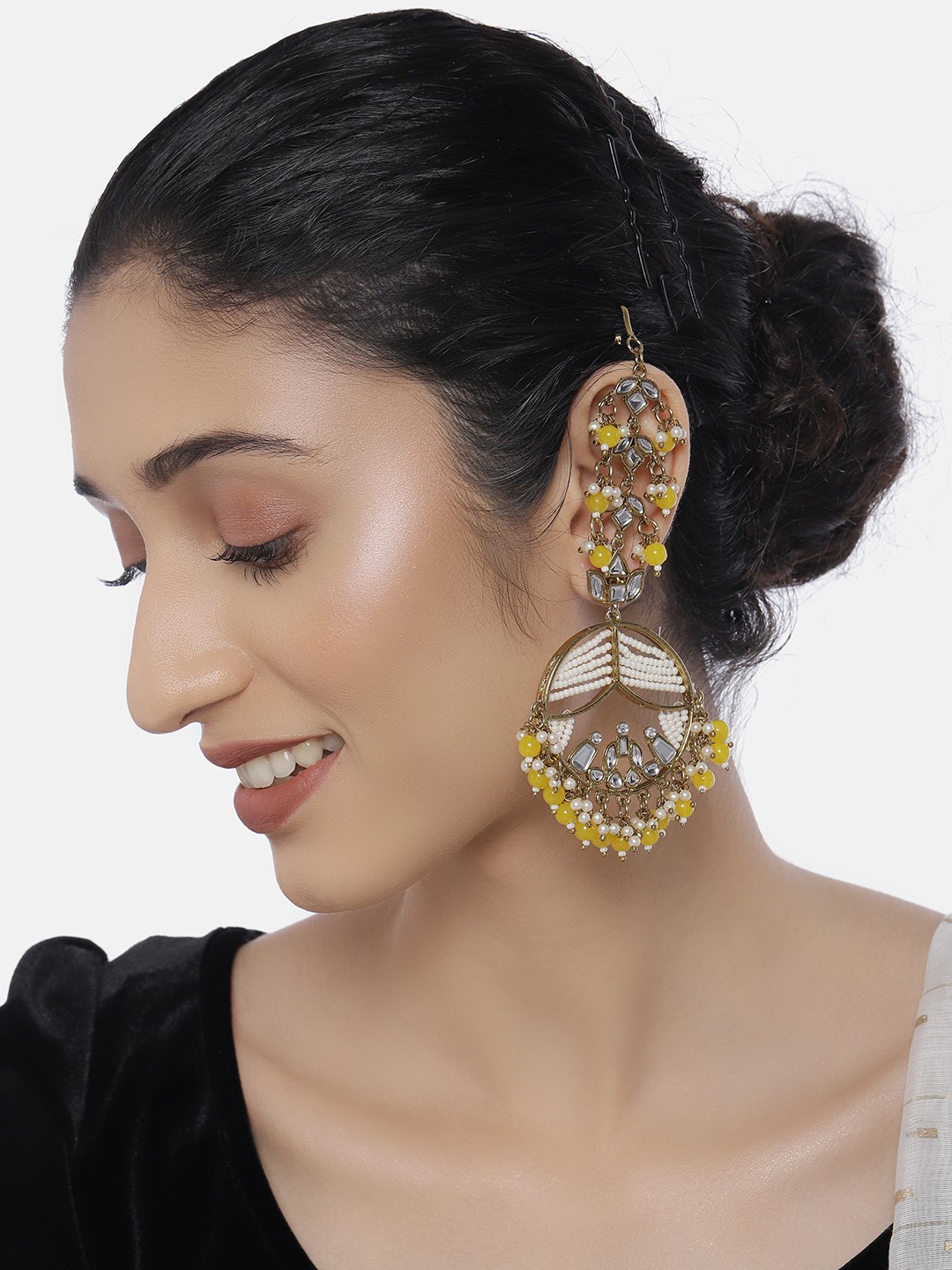 

LAIDA Yellow Gold-Plated Classic Handcrafted Drop Earrings with Earchains
