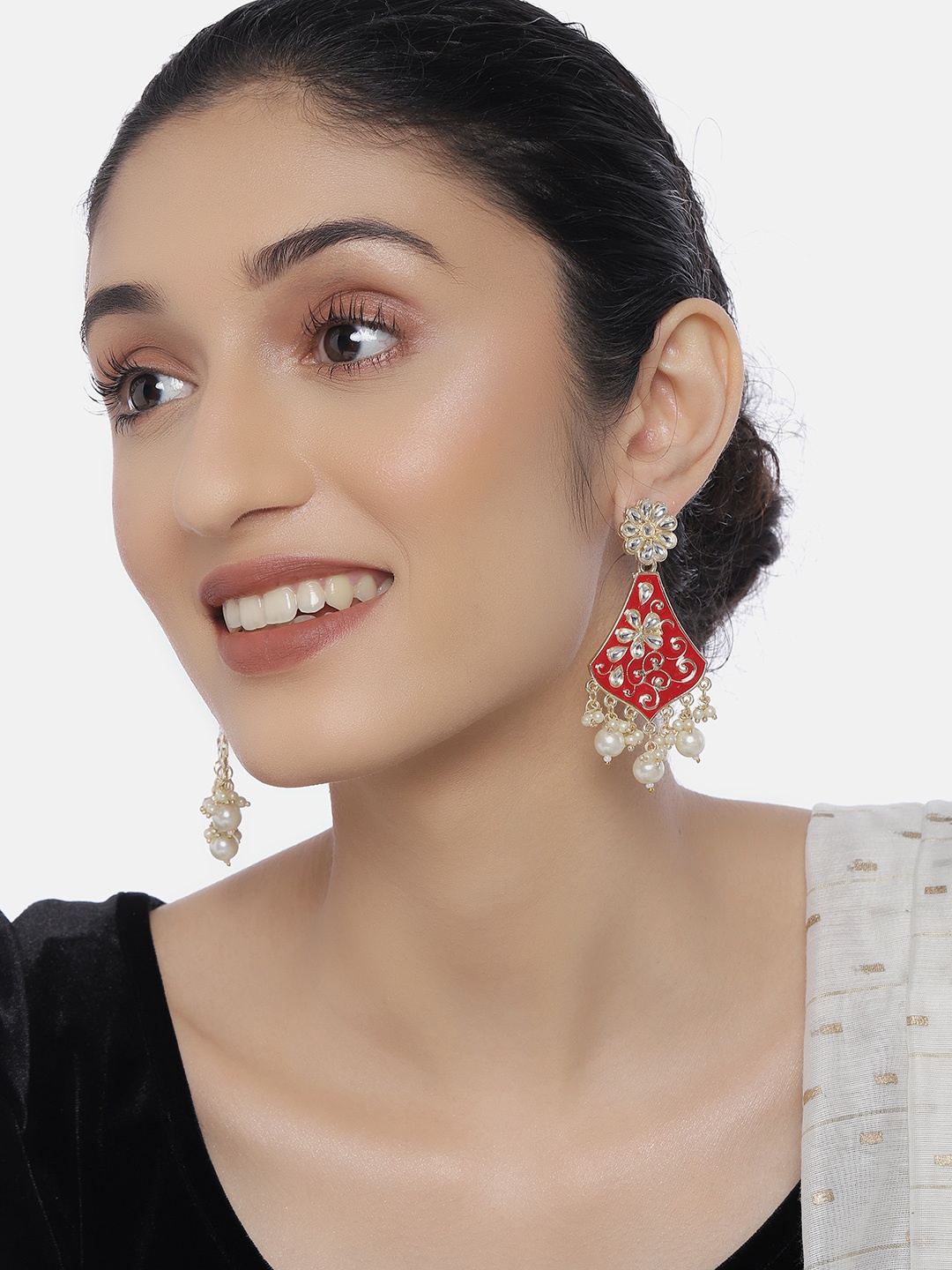 

LAIDA Gold-Plated & Red Classic Drop Earrings