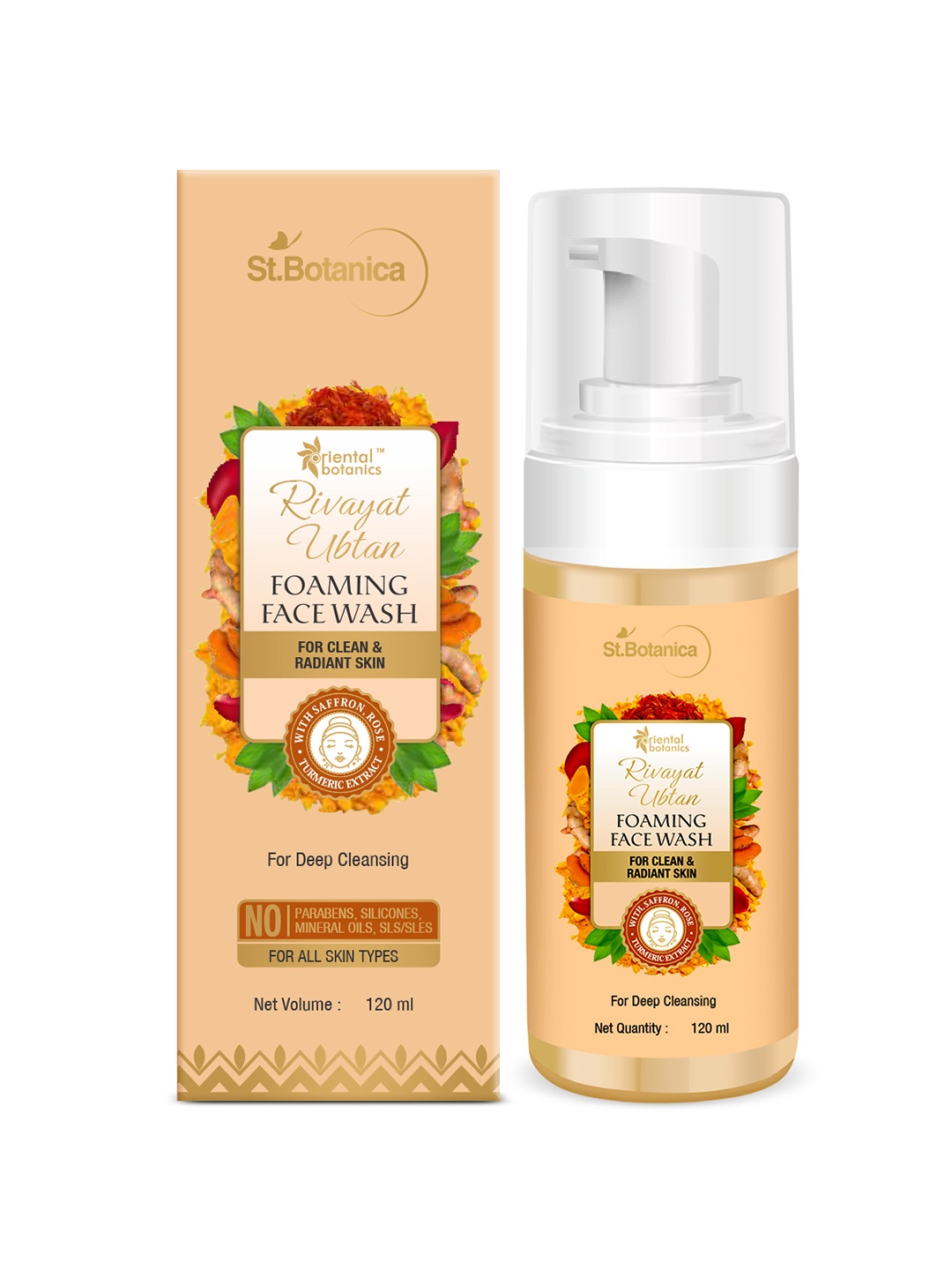 

Oriental Botanics Ubtan Foaming Face Wash 120ml, Cream