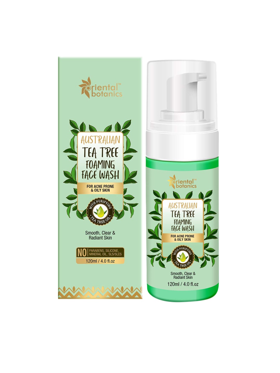 

Oriental Botanics Unisex Australian Tea Tree Foaming Face Wash 120ml, Green