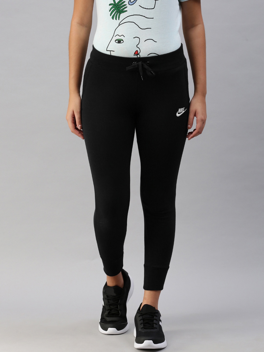 

Nike Women Black Slim Fit NSW PANT FT TIGHT NFS Solid Joggers