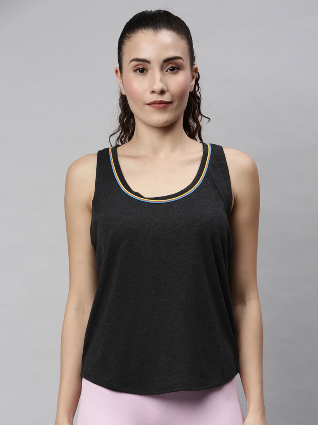 

Nike Women Black DRI-FIT YOGA CORE TP VINTAGE VINYAS Training Top